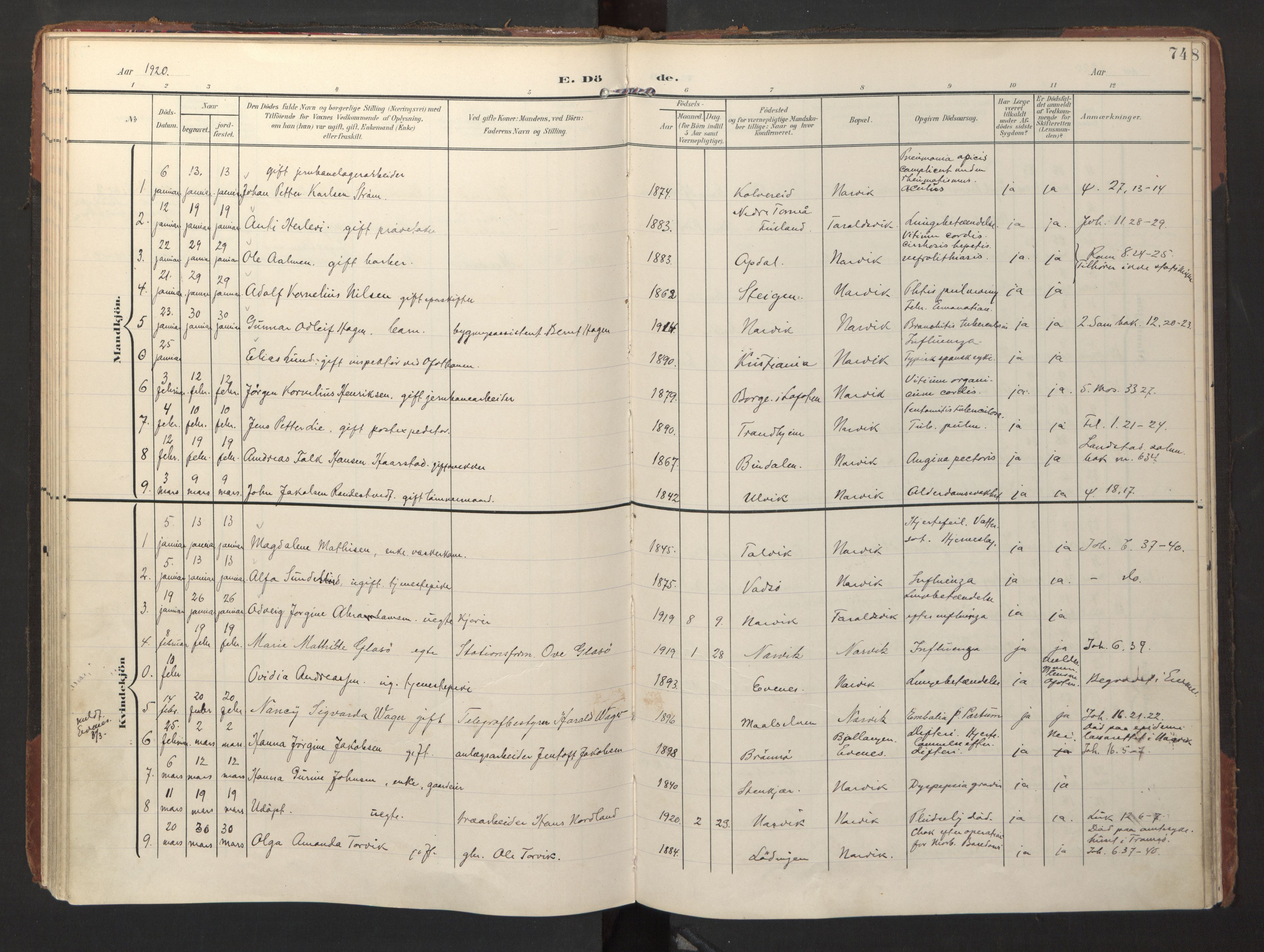 Ministerialprotokoller, klokkerbøker og fødselsregistre - Nordland, SAT/A-1459/871/L1000: Parish register (official) no. 871A16, 1902-1925, p. 74