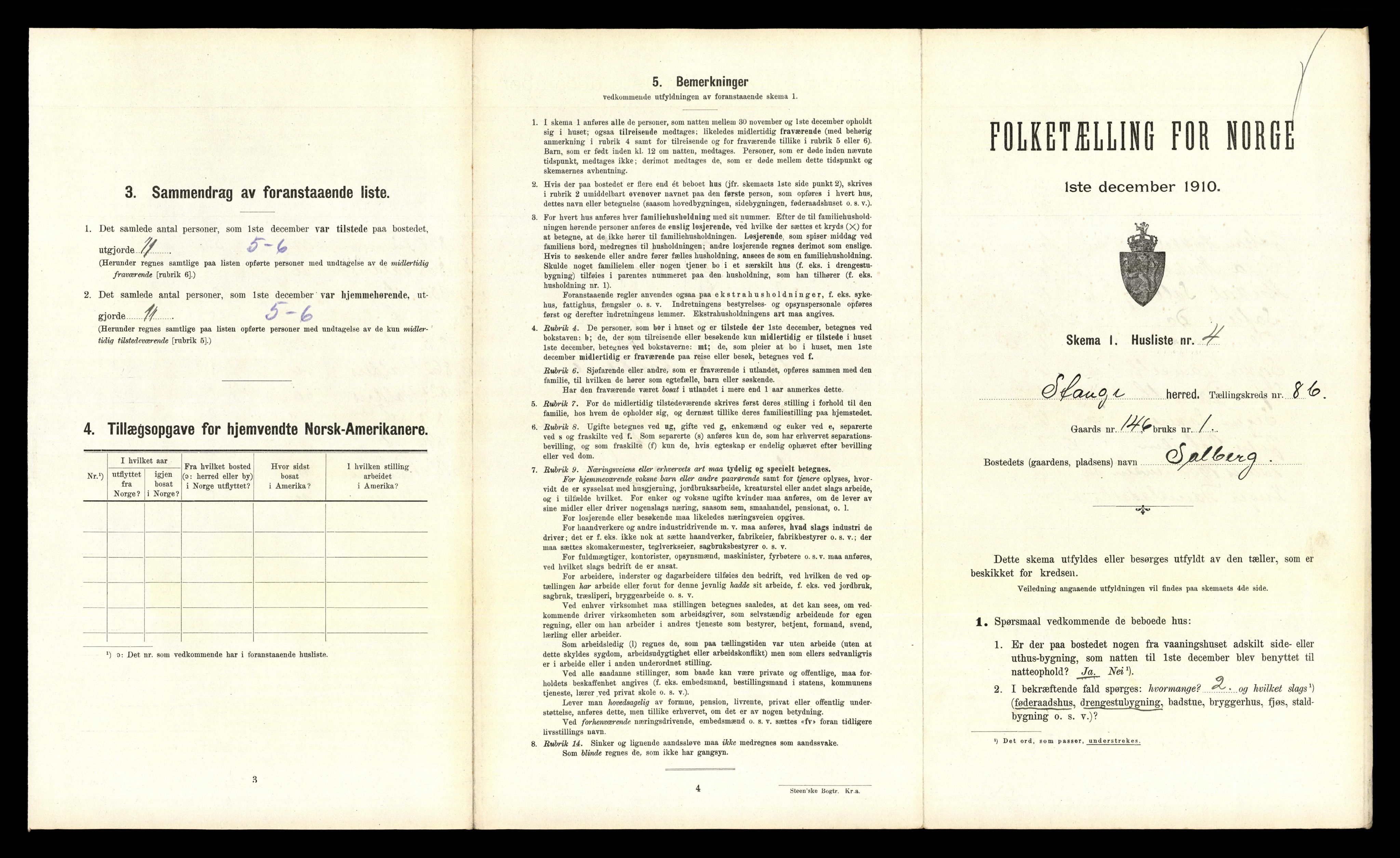 RA, 1910 census for Stange, 1910, p. 1692