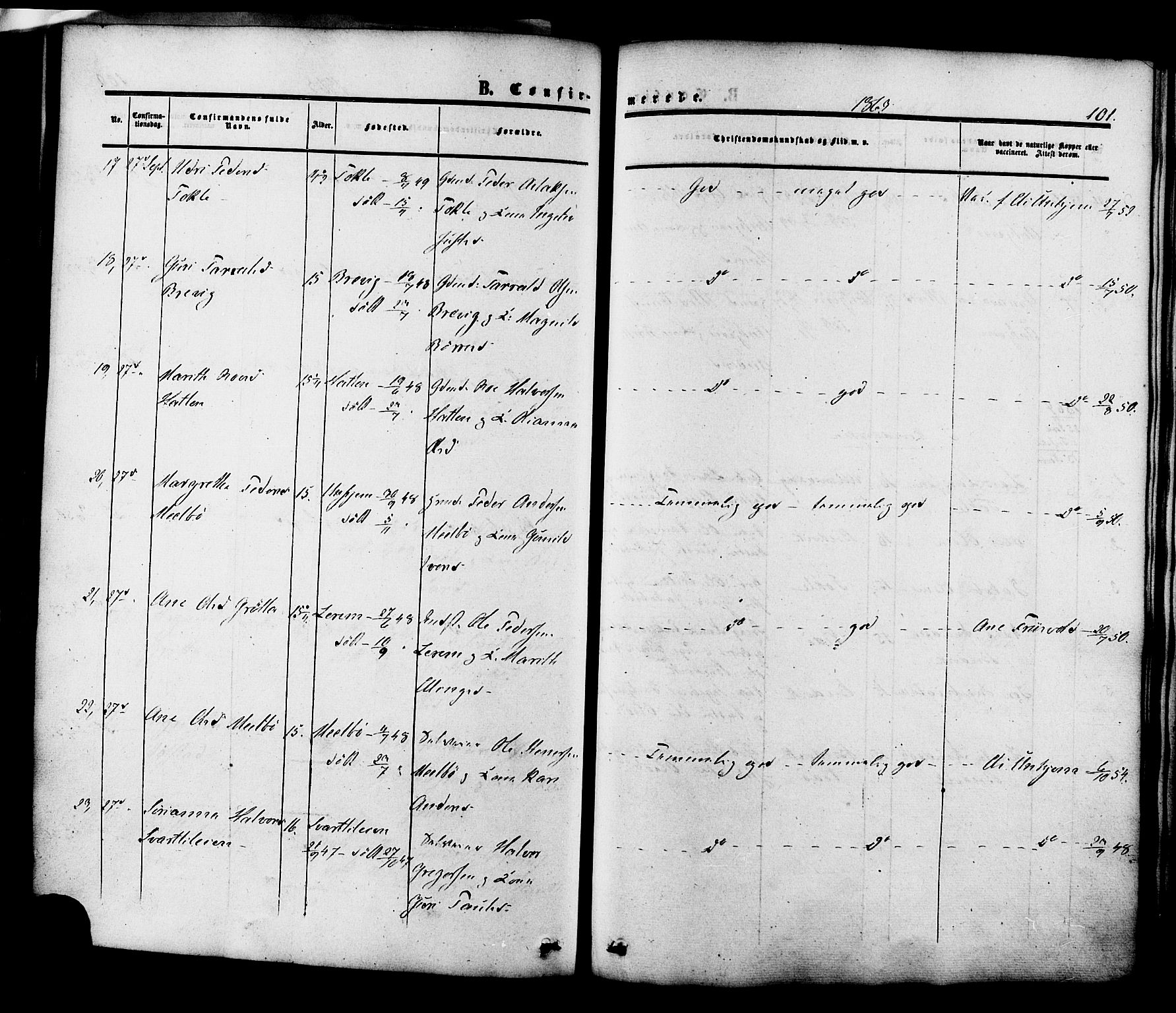 Ministerialprotokoller, klokkerbøker og fødselsregistre - Møre og Romsdal, AV/SAT-A-1454/545/L0586: Parish register (official) no. 545A02, 1854-1877, p. 101