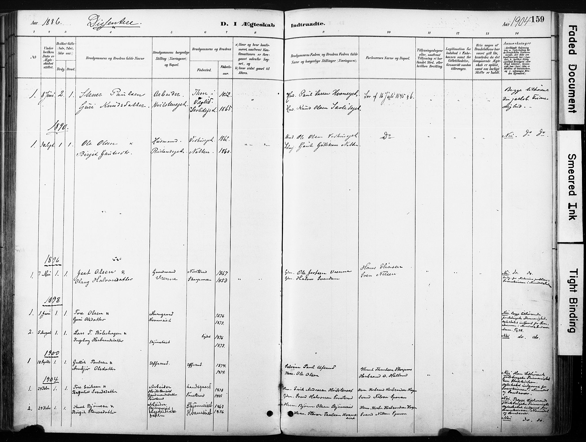 Nore kirkebøker, SAKO/A-238/F/Fb/L0002: Parish register (official) no. II 2, 1886-1906, p. 159