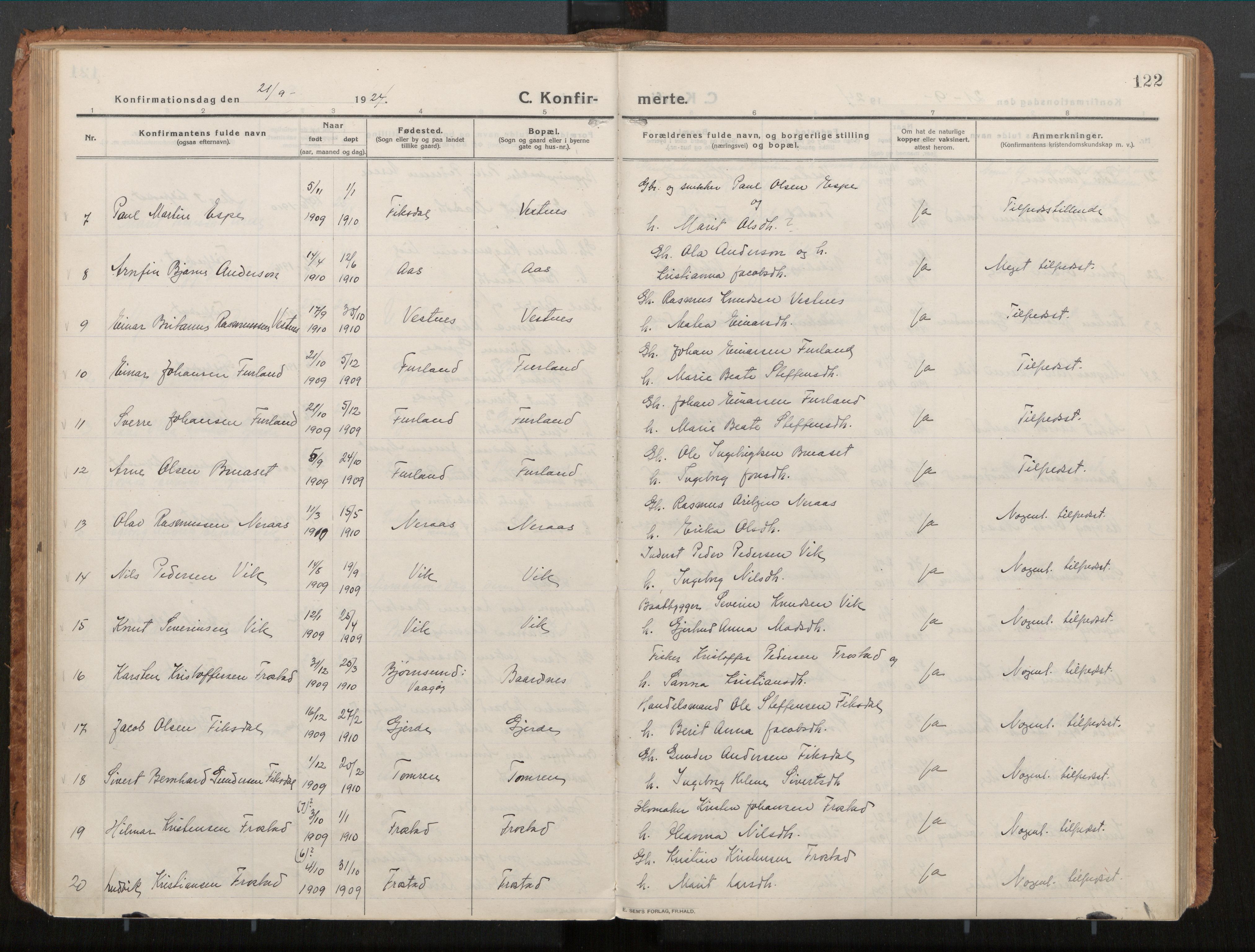 Ministerialprotokoller, klokkerbøker og fødselsregistre - Møre og Romsdal, AV/SAT-A-1454/539/L0534a: Parish register (official) no. 539A08, 1912-1935, p. 122