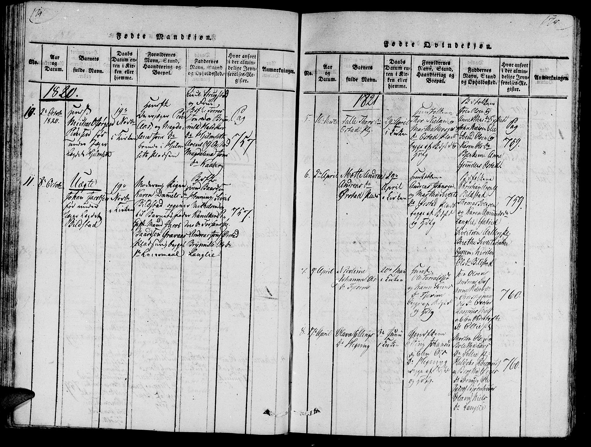 Ministerialprotokoller, klokkerbøker og fødselsregistre - Nord-Trøndelag, SAT/A-1458/735/L0333: Parish register (official) no. 735A04 /3, 1816-1825, p. 174-175