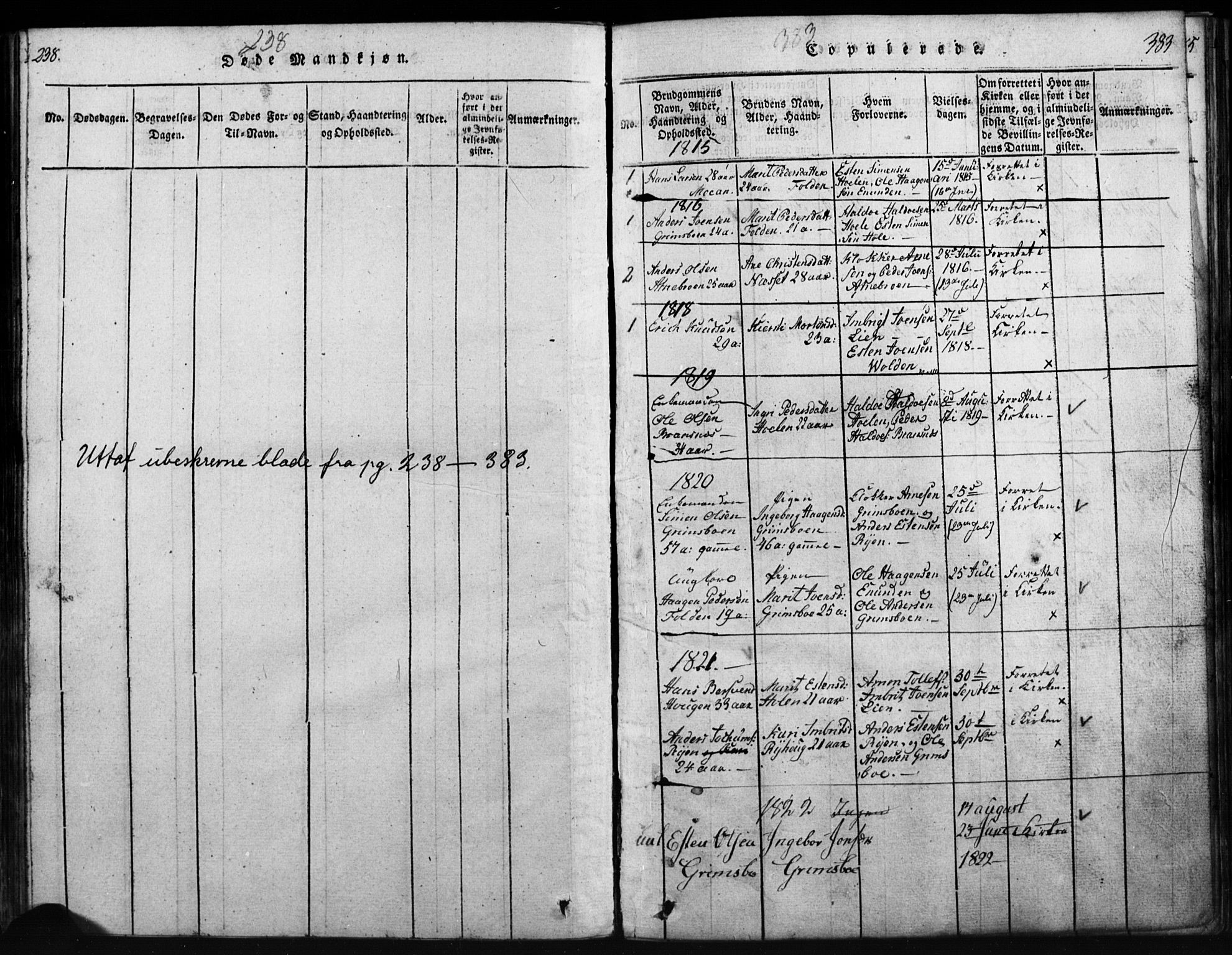 Tynset prestekontor, SAH/PREST-058/H/Ha/Hab/L0003: Parish register (copy) no. 3, 1814-1862, p. 382-383