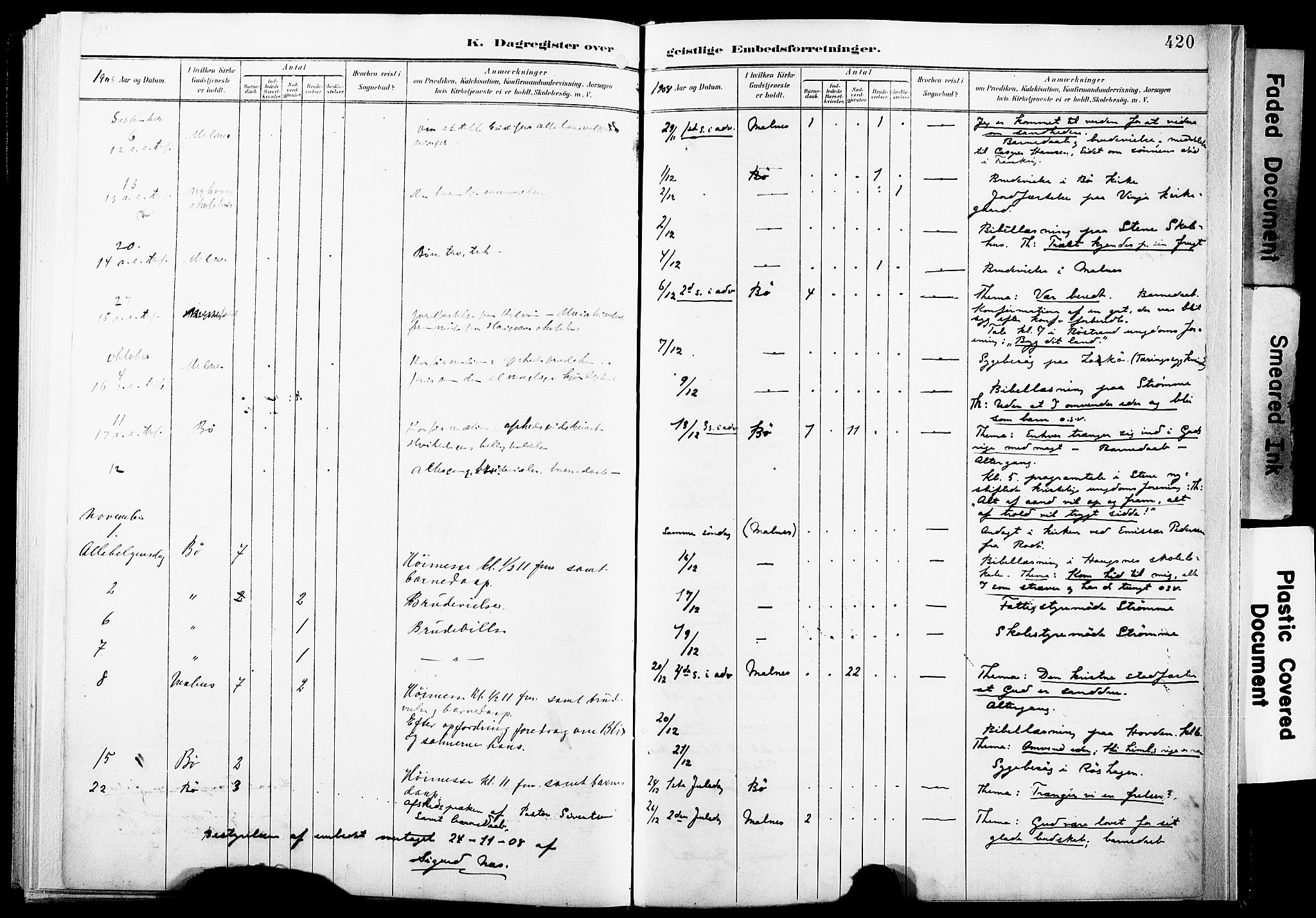 Ministerialprotokoller, klokkerbøker og fødselsregistre - Nordland, AV/SAT-A-1459/891/L1305: Parish register (official) no. 891A10, 1895-1921, p. 420