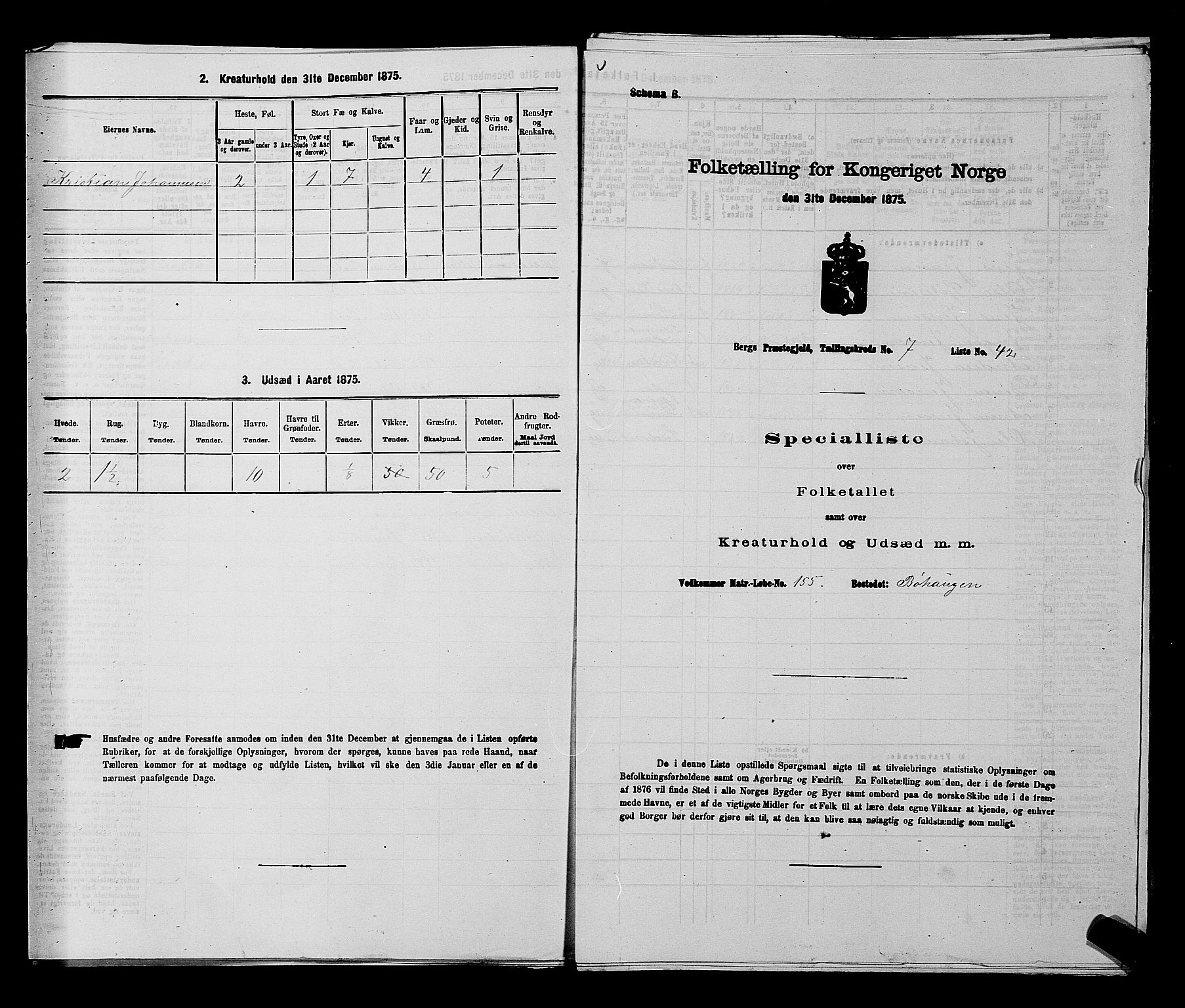 RA, 1875 census for 0116P Berg, 1875, p. 1082