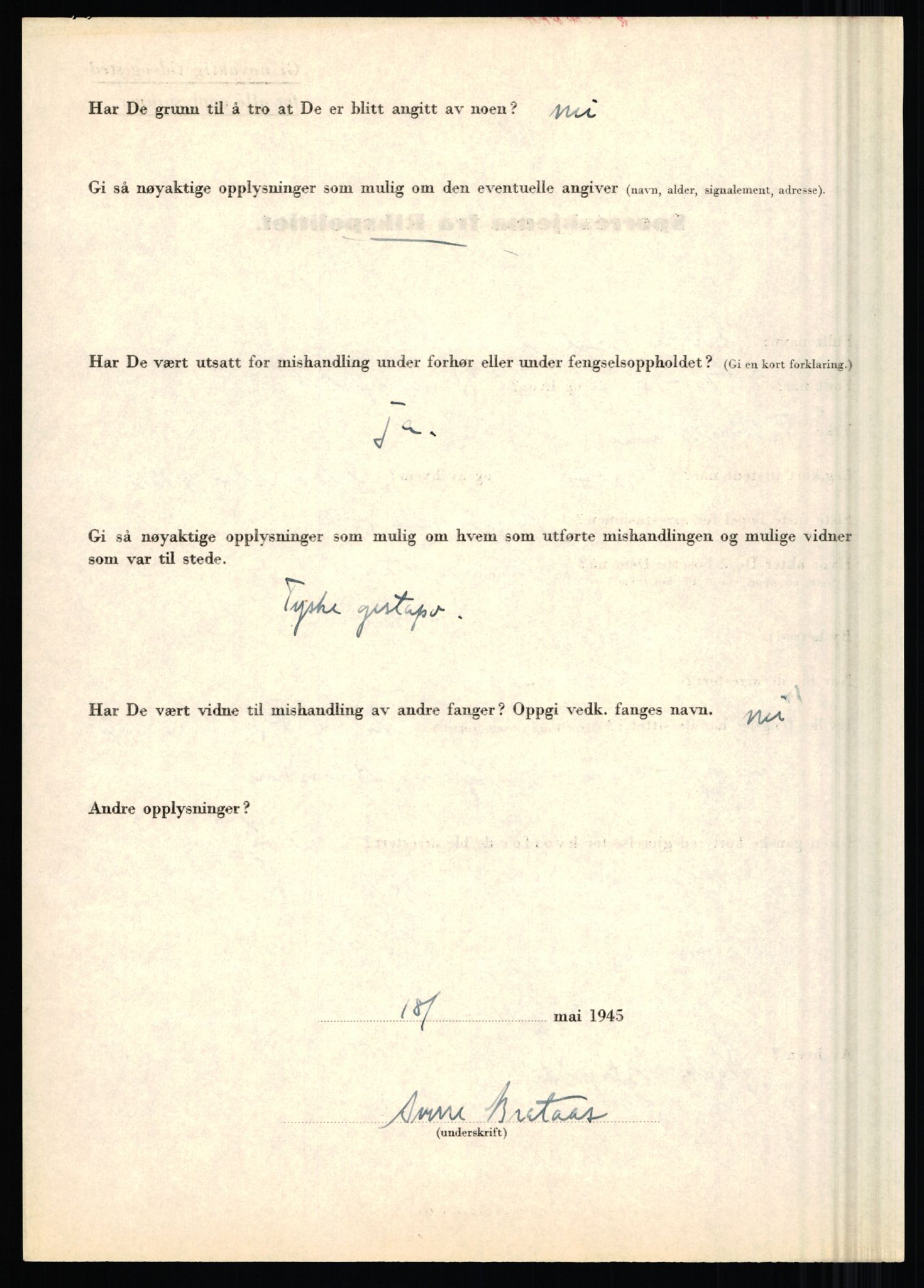 Rikspolitisjefen, AV/RA-S-1560/L/L0002: Berg, Alf - Bråthen, Thorleif, 1940-1945, p. 911