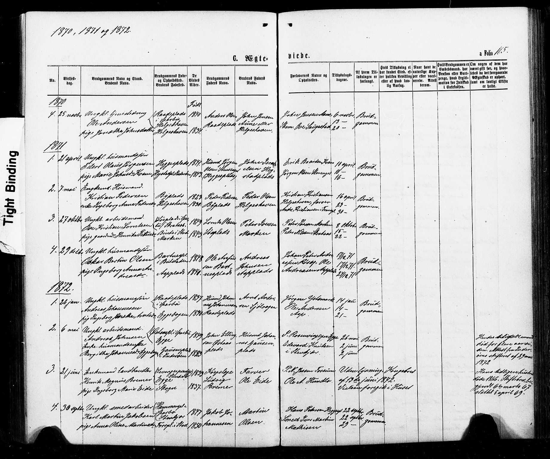 Ministerialprotokoller, klokkerbøker og fødselsregistre - Nord-Trøndelag, AV/SAT-A-1458/740/L0380: Parish register (copy) no. 740C01, 1868-1902, p. 165