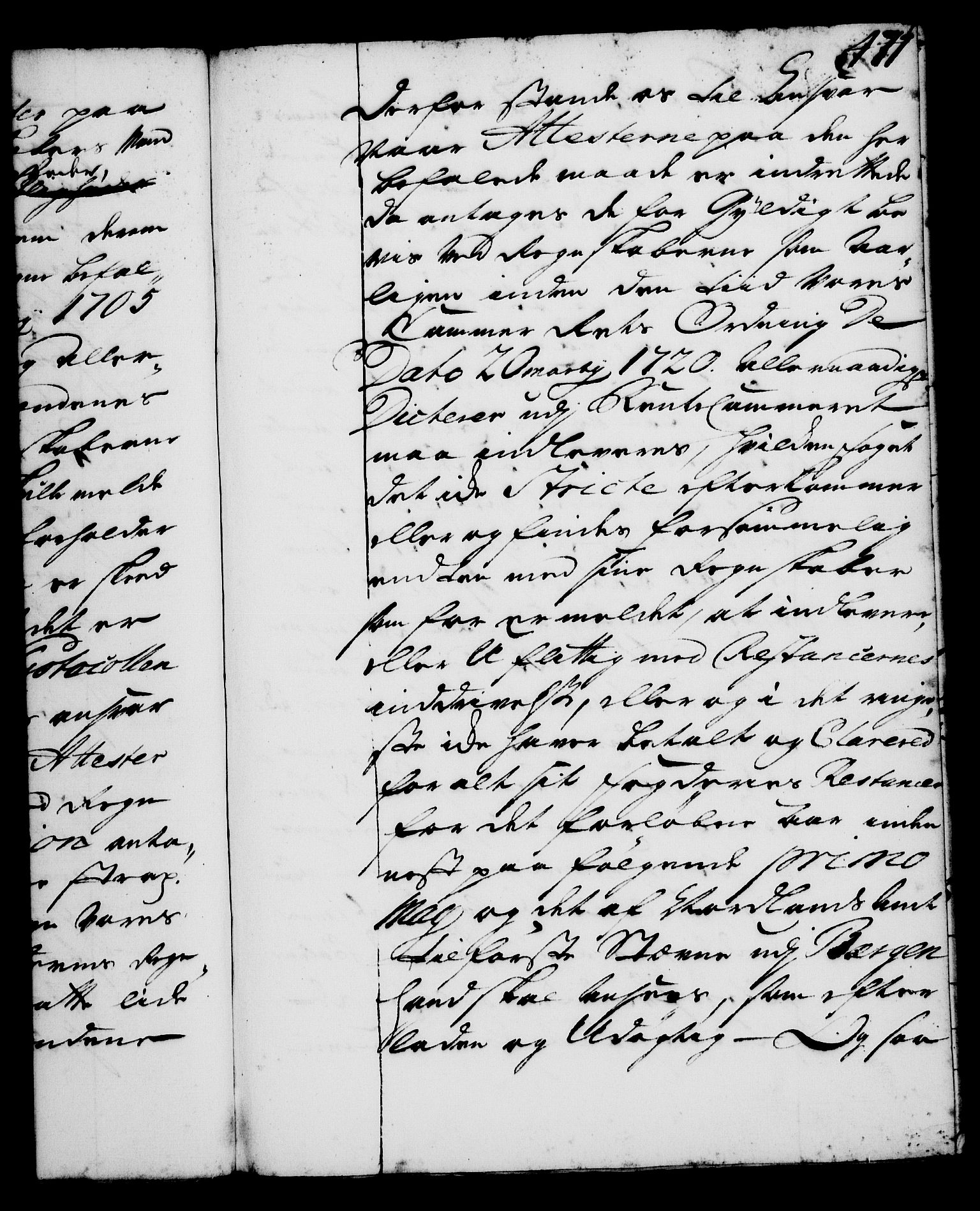 Rentekammeret, Kammerkanselliet, AV/RA-EA-3111/G/Gg/Gga/L0001: Norsk ekspedisjonsprotokoll med register (merket RK 53.1), 1720-1723, p. 477