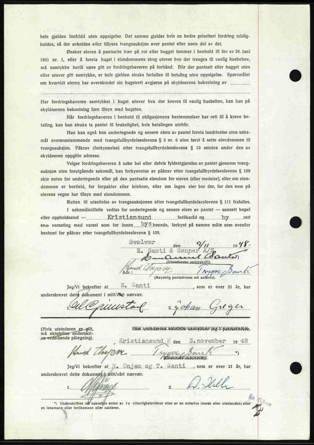 Kristiansund byfogd, AV/SAT-A-4587/A/27: Mortgage book no. 44, 1947-1948, Diary no: : 1599/1948