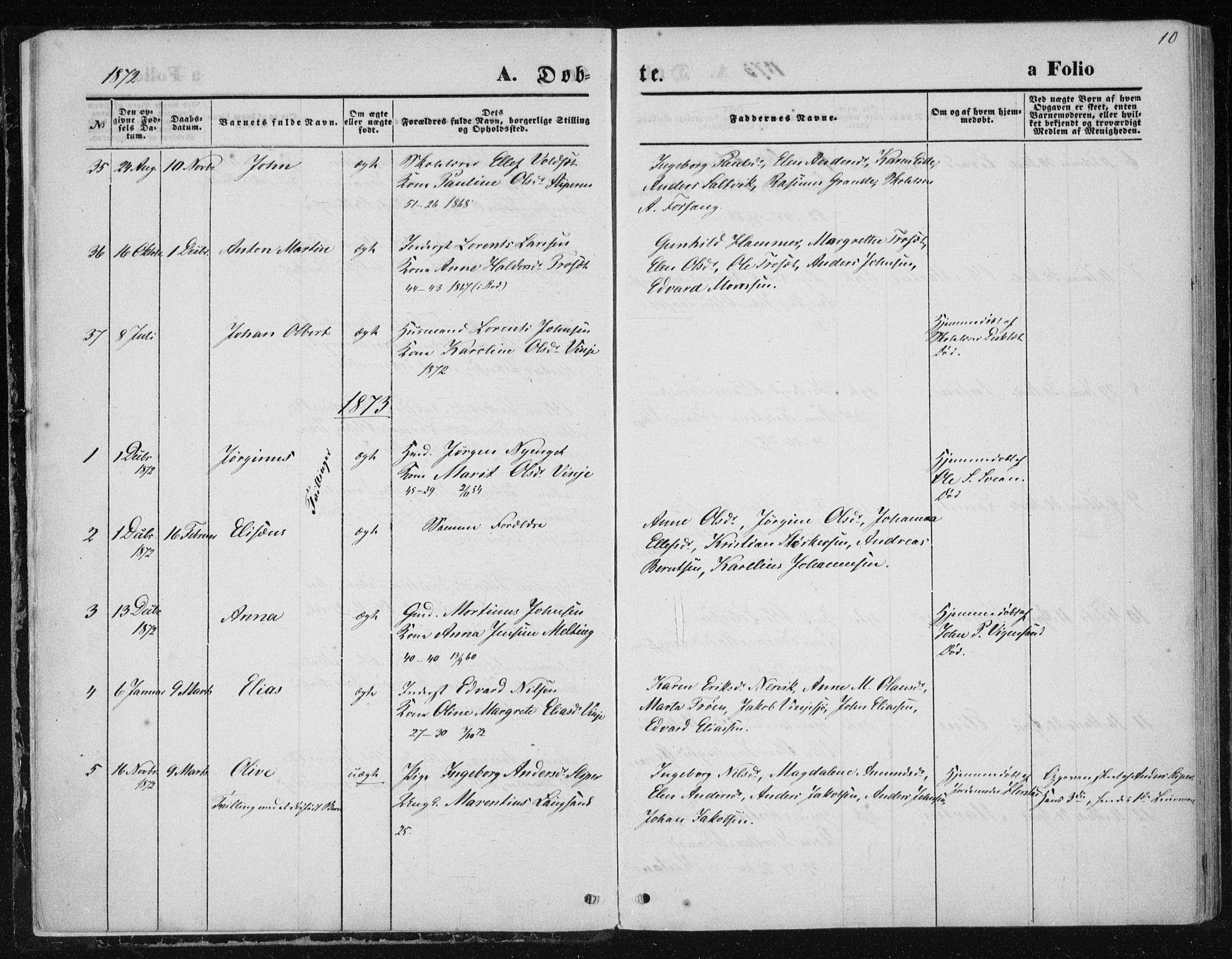 Ministerialprotokoller, klokkerbøker og fødselsregistre - Nord-Trøndelag, SAT/A-1458/733/L0324: Parish register (official) no. 733A03, 1870-1883, p. 10
