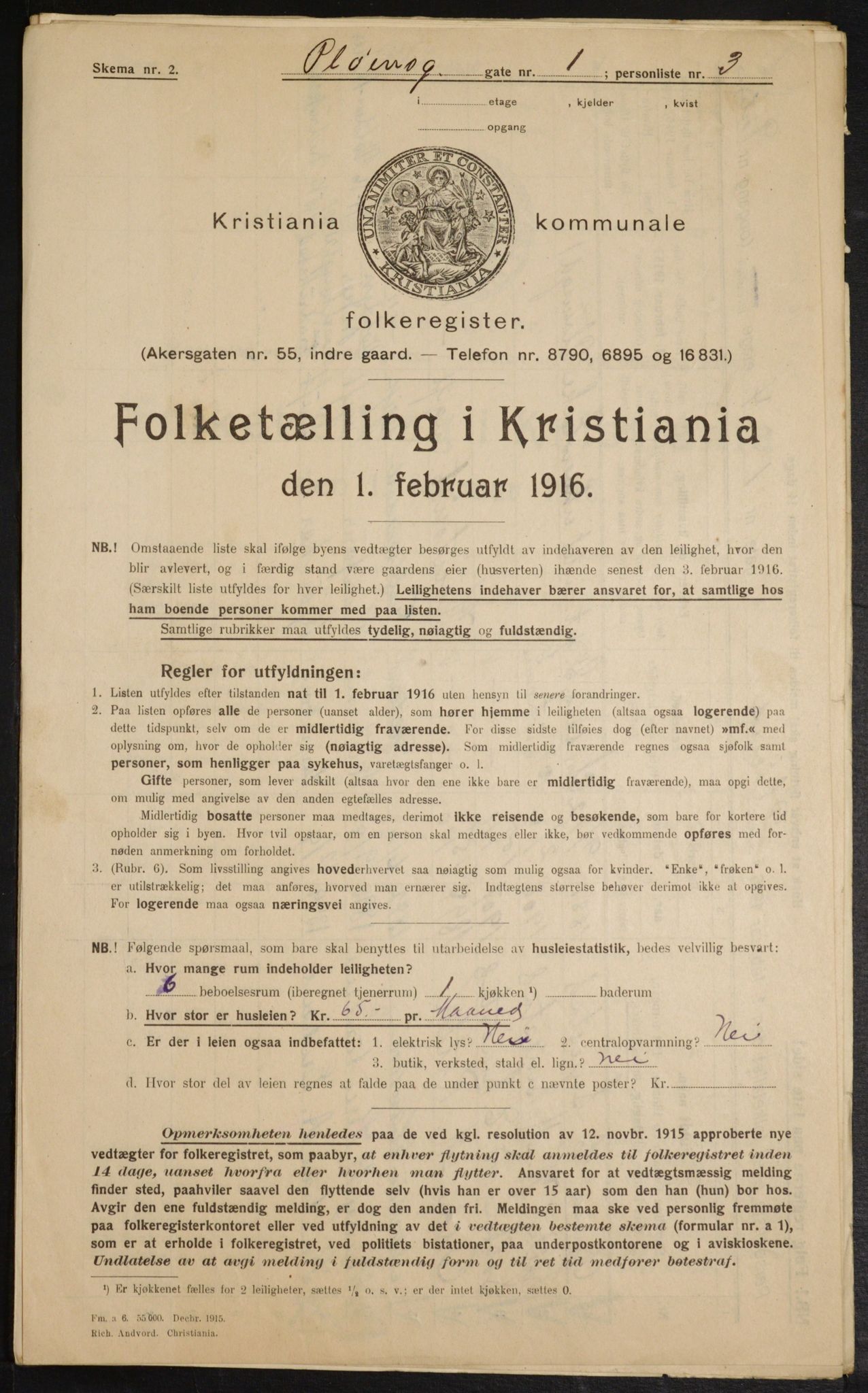 OBA, Municipal Census 1916 for Kristiania, 1916, p. 82819