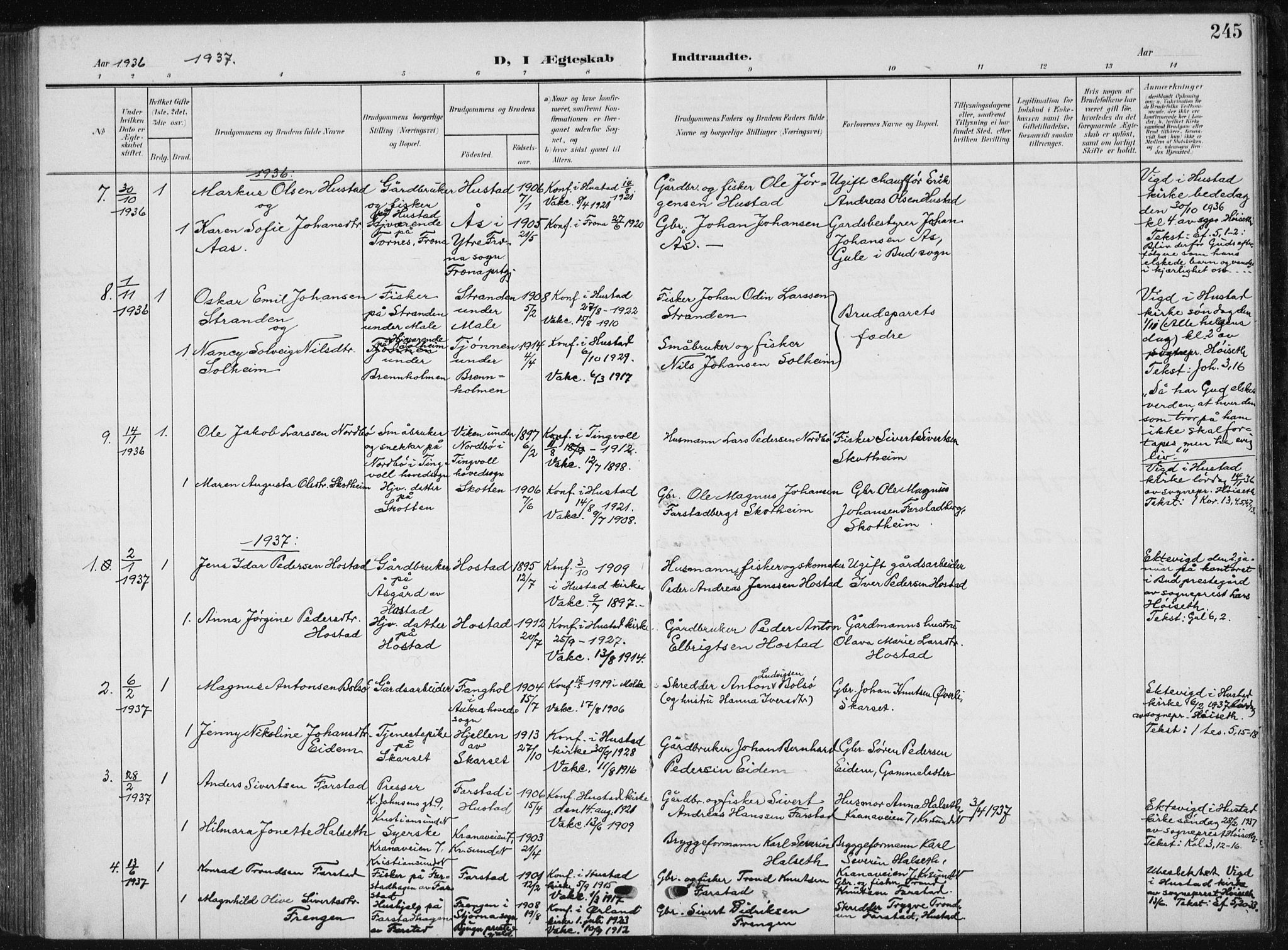 Ministerialprotokoller, klokkerbøker og fødselsregistre - Møre og Romsdal, AV/SAT-A-1454/567/L0784: Parish register (copy) no. 567C04, 1903-1938, p. 245