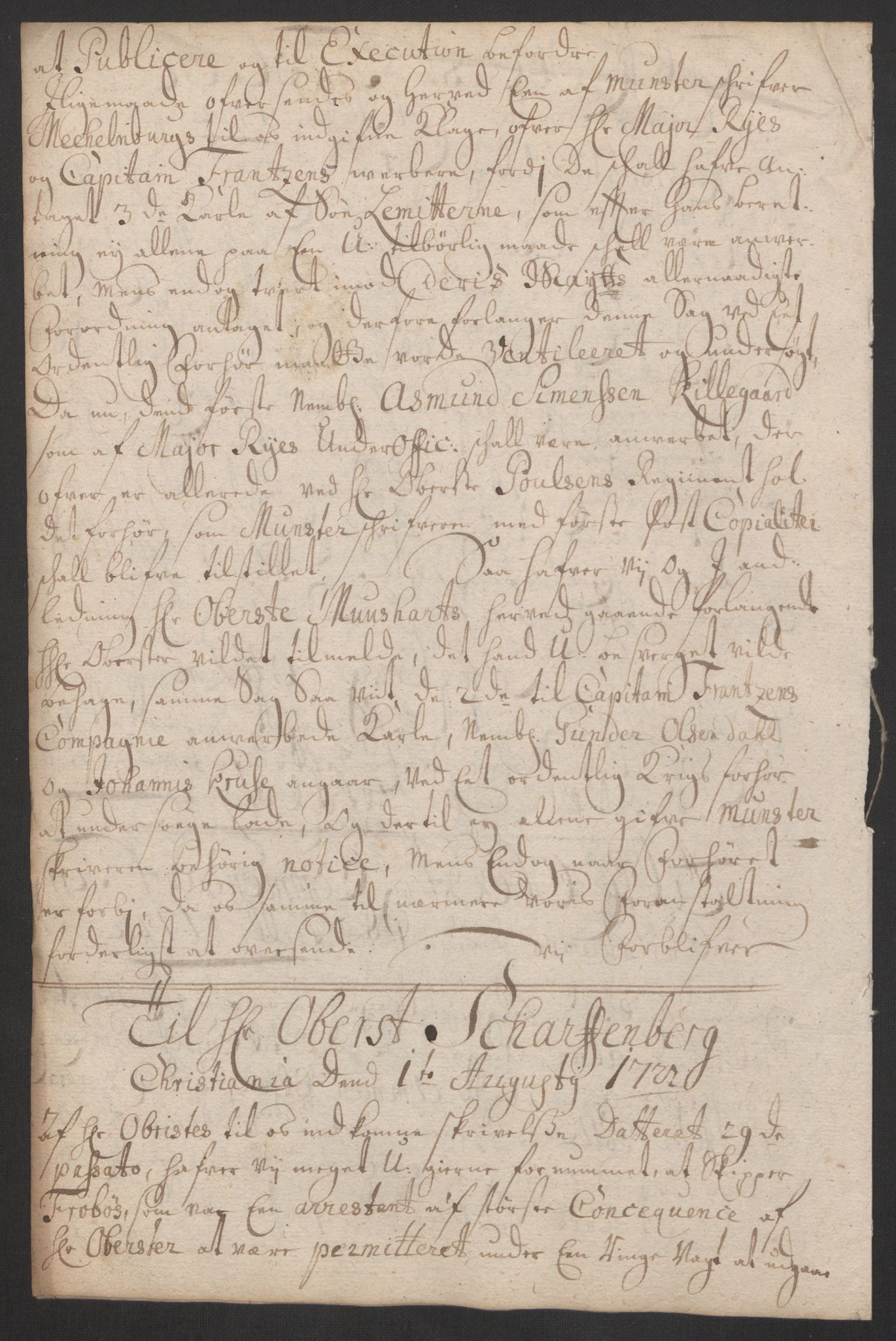 Kommanderende general (KG I) med Det norske krigsdirektorium, AV/RA-EA-5419/B/L0007: Kommanderende generals konsepter, 1722-1723, p. 68