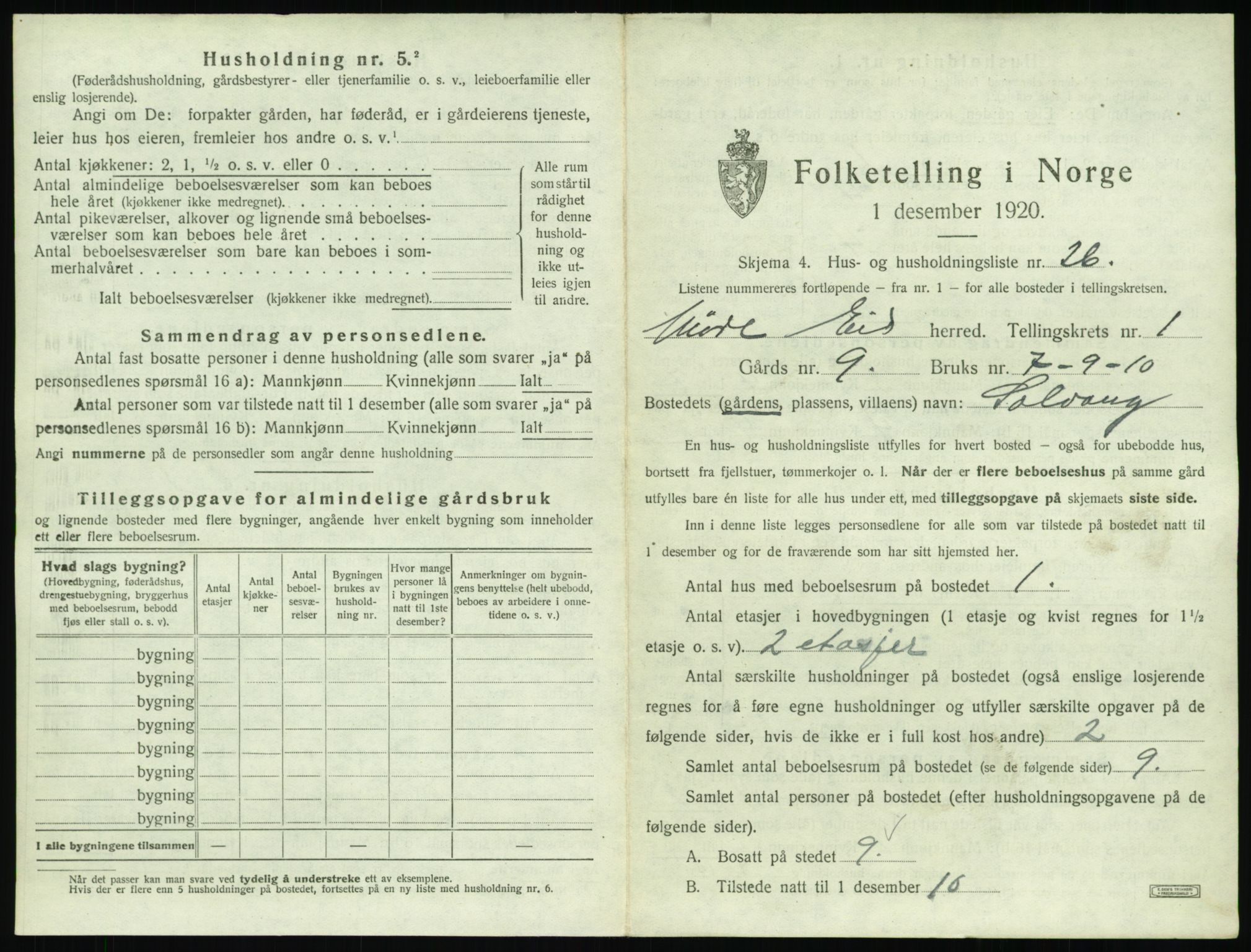 SAT, 1920 census for Eid, 1920, p. 73