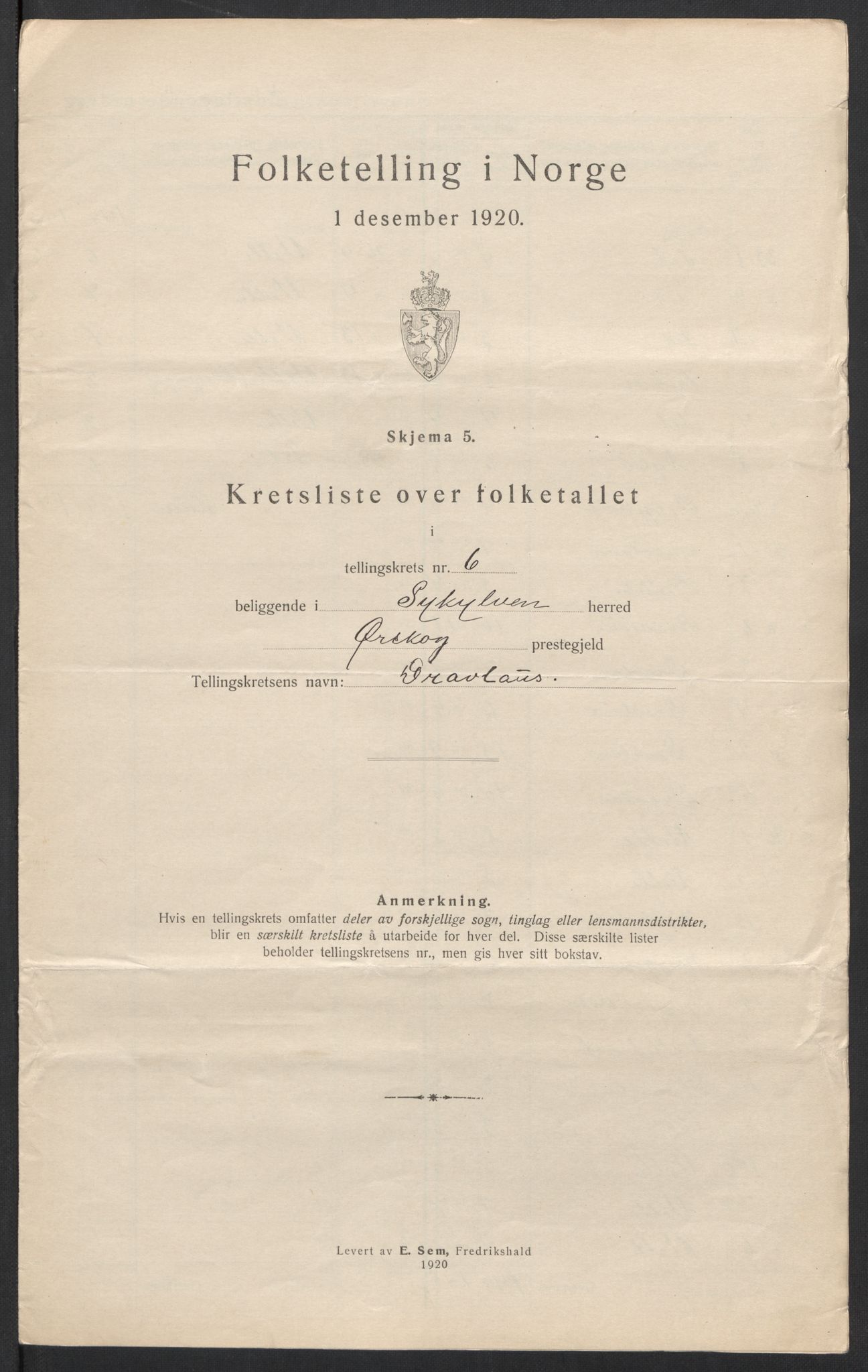 SAT, 1920 census for Sykkylven, 1920, p. 22