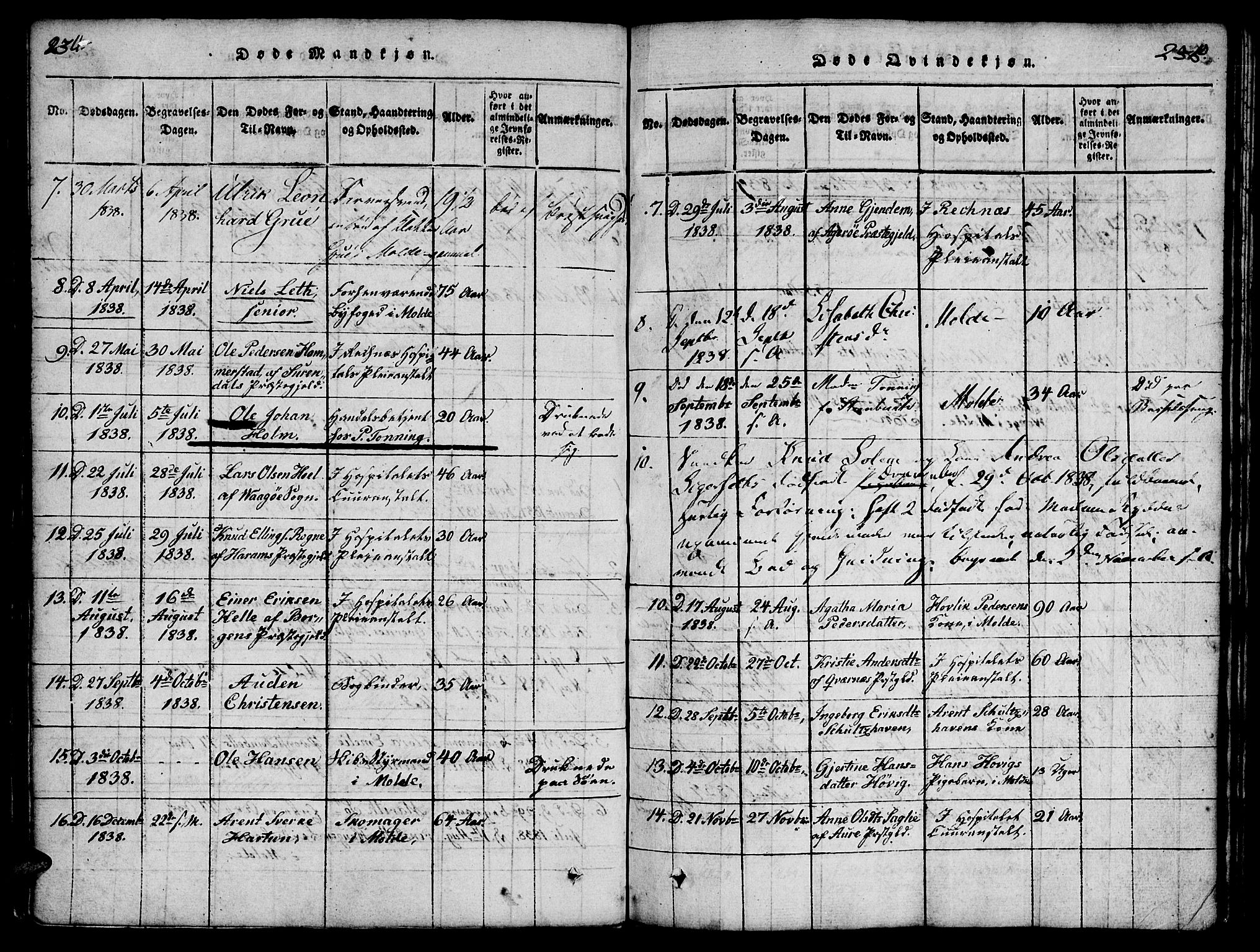 Ministerialprotokoller, klokkerbøker og fødselsregistre - Møre og Romsdal, SAT/A-1454/558/L0688: Parish register (official) no. 558A02, 1818-1843, p. 234-235