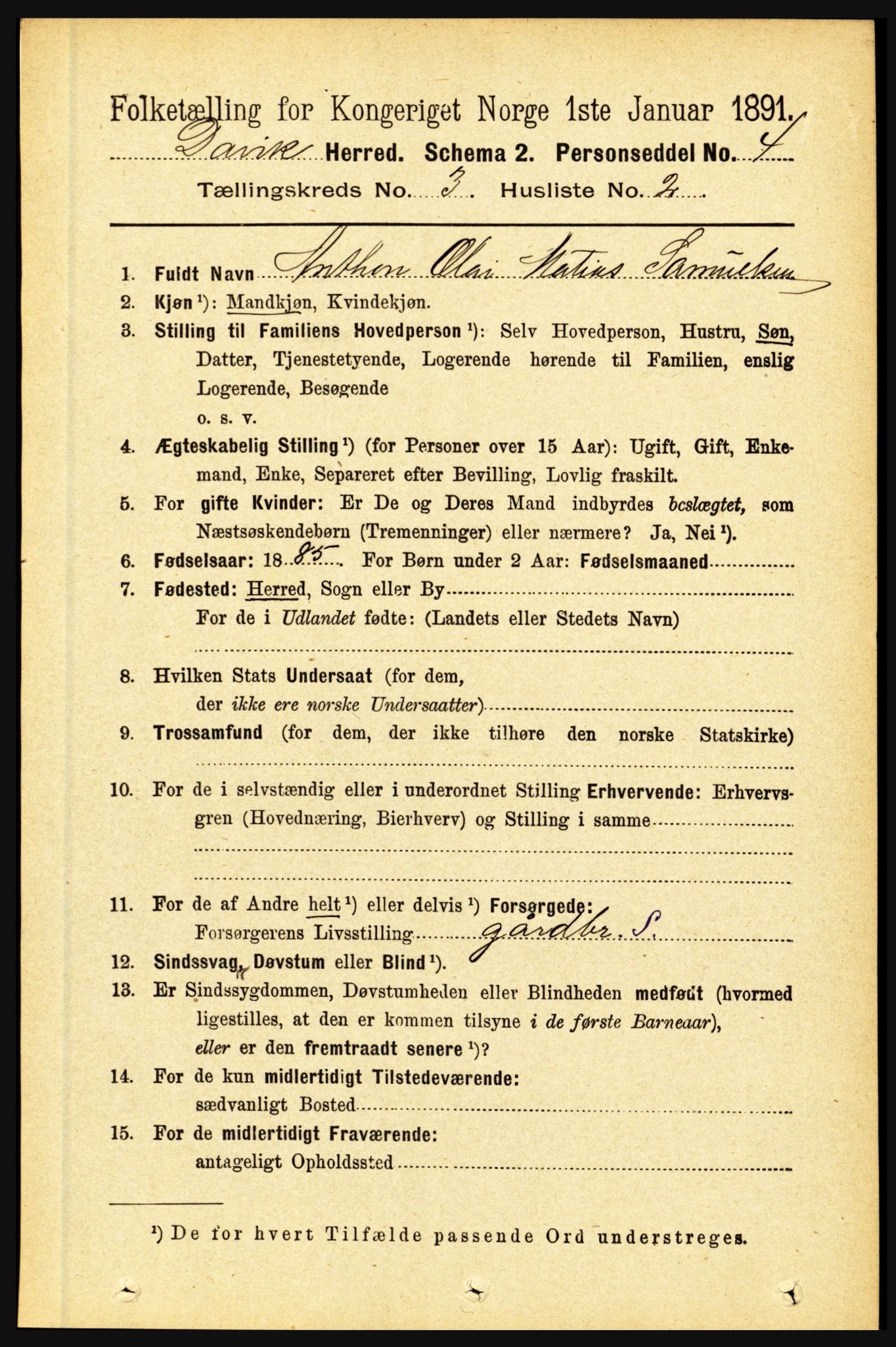 RA, 1891 census for 1442 Davik, 1891, p. 989