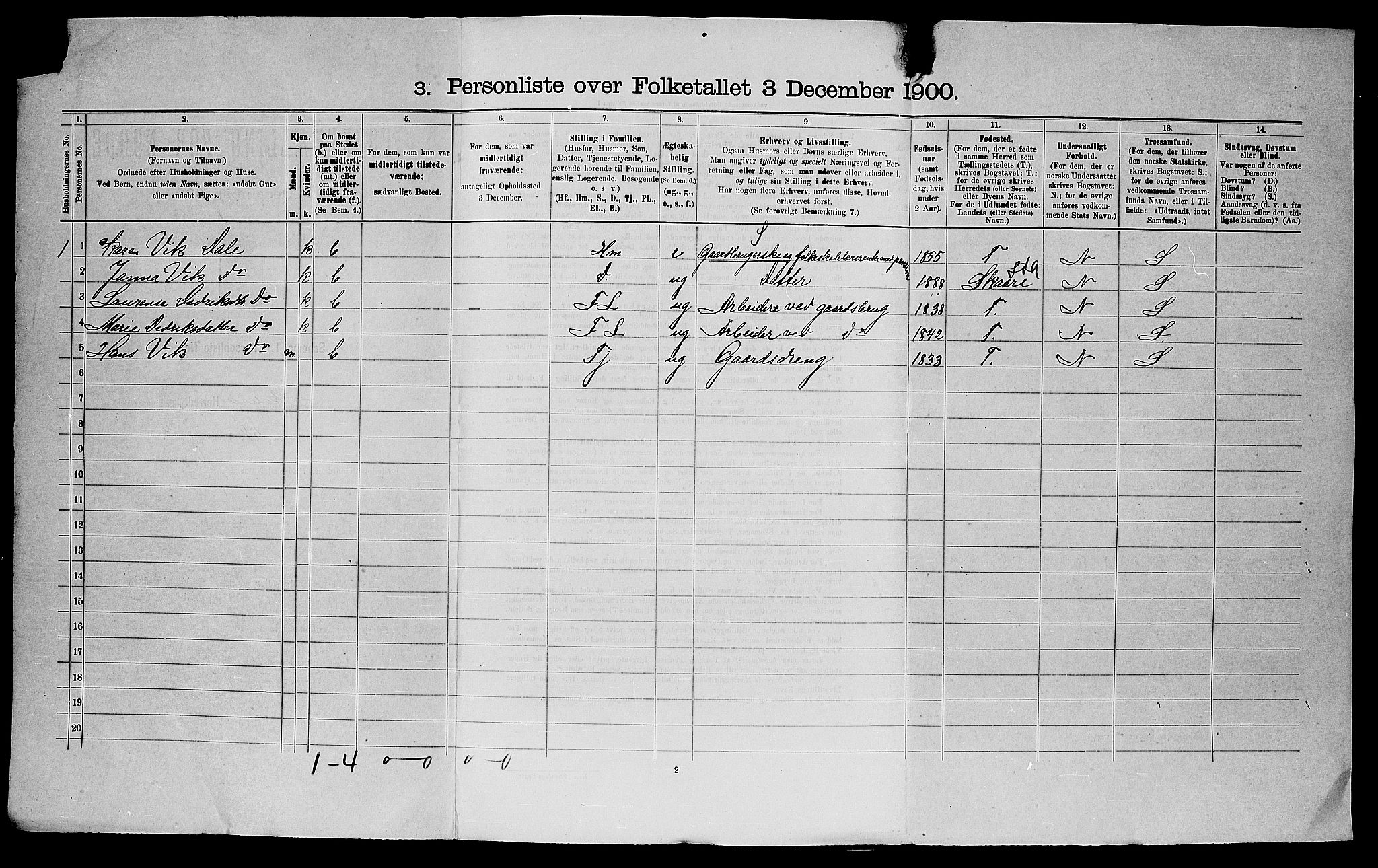 SAST, 1900 census for Skudenes, 1900, p. 32