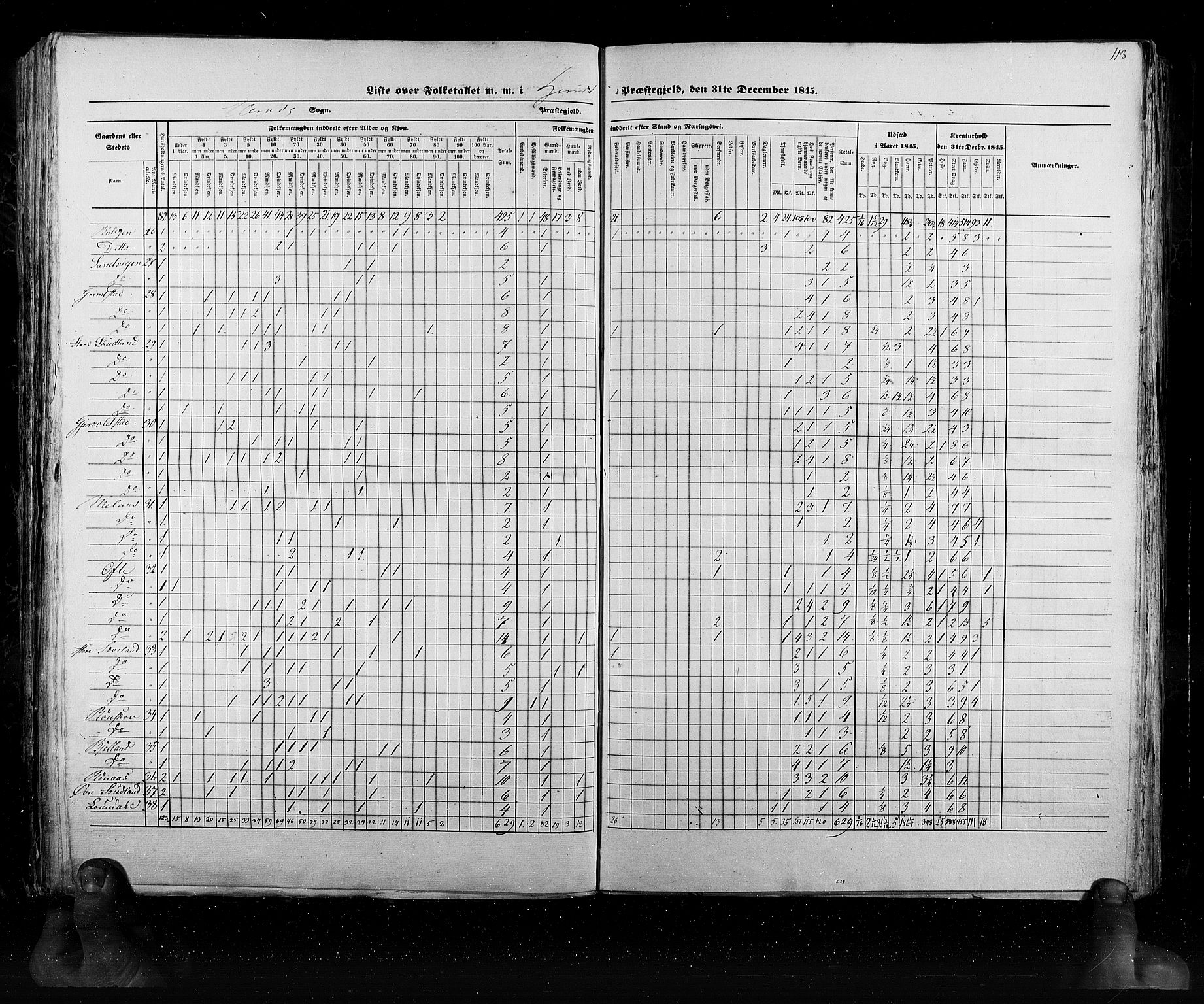 RA, Census 1845, vol. 6: Lister og Mandal amt og Stavanger amt, 1845, p. 113