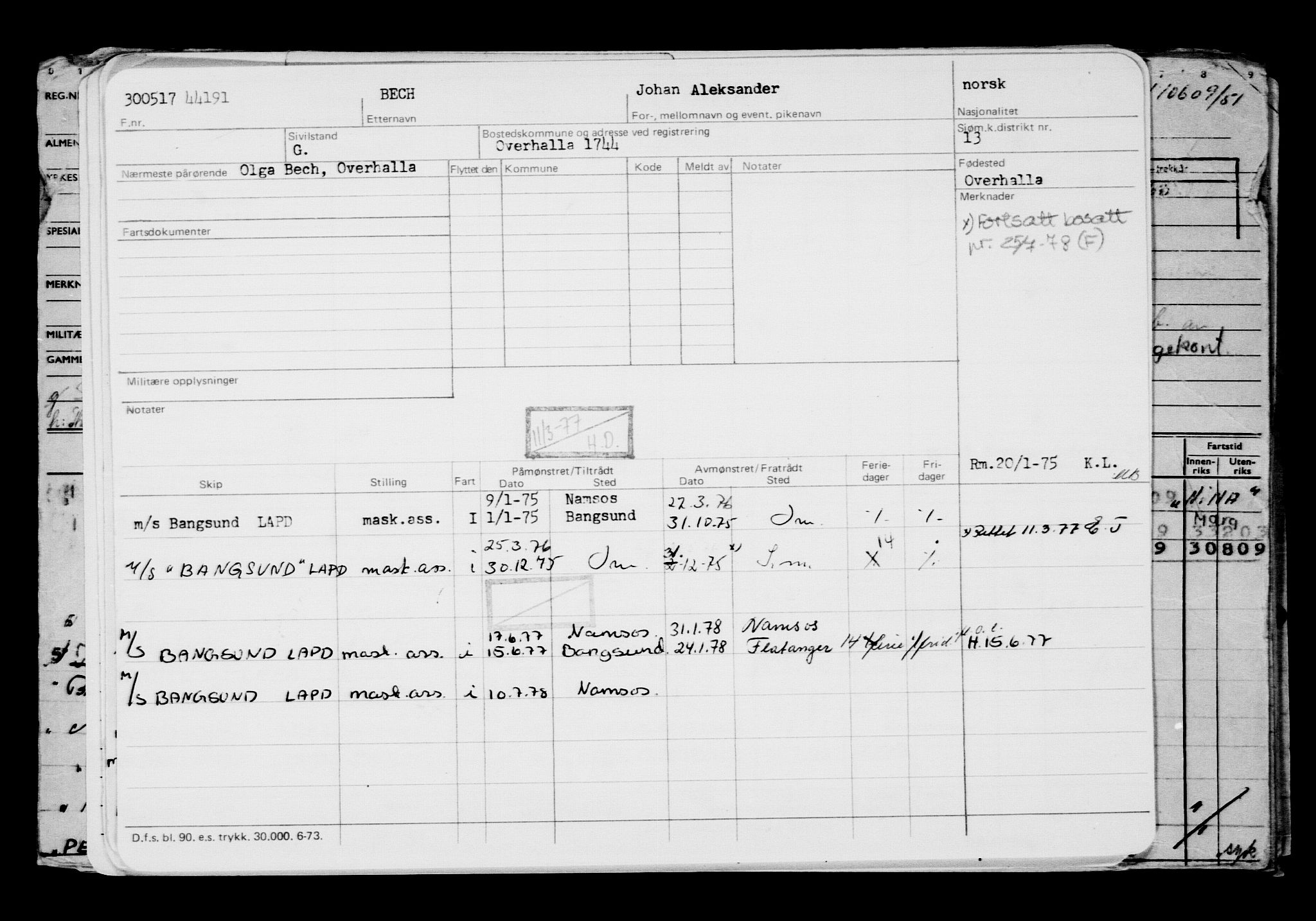 Direktoratet for sjømenn, AV/RA-S-3545/G/Gb/L0148: Hovedkort, 1917, p. 847