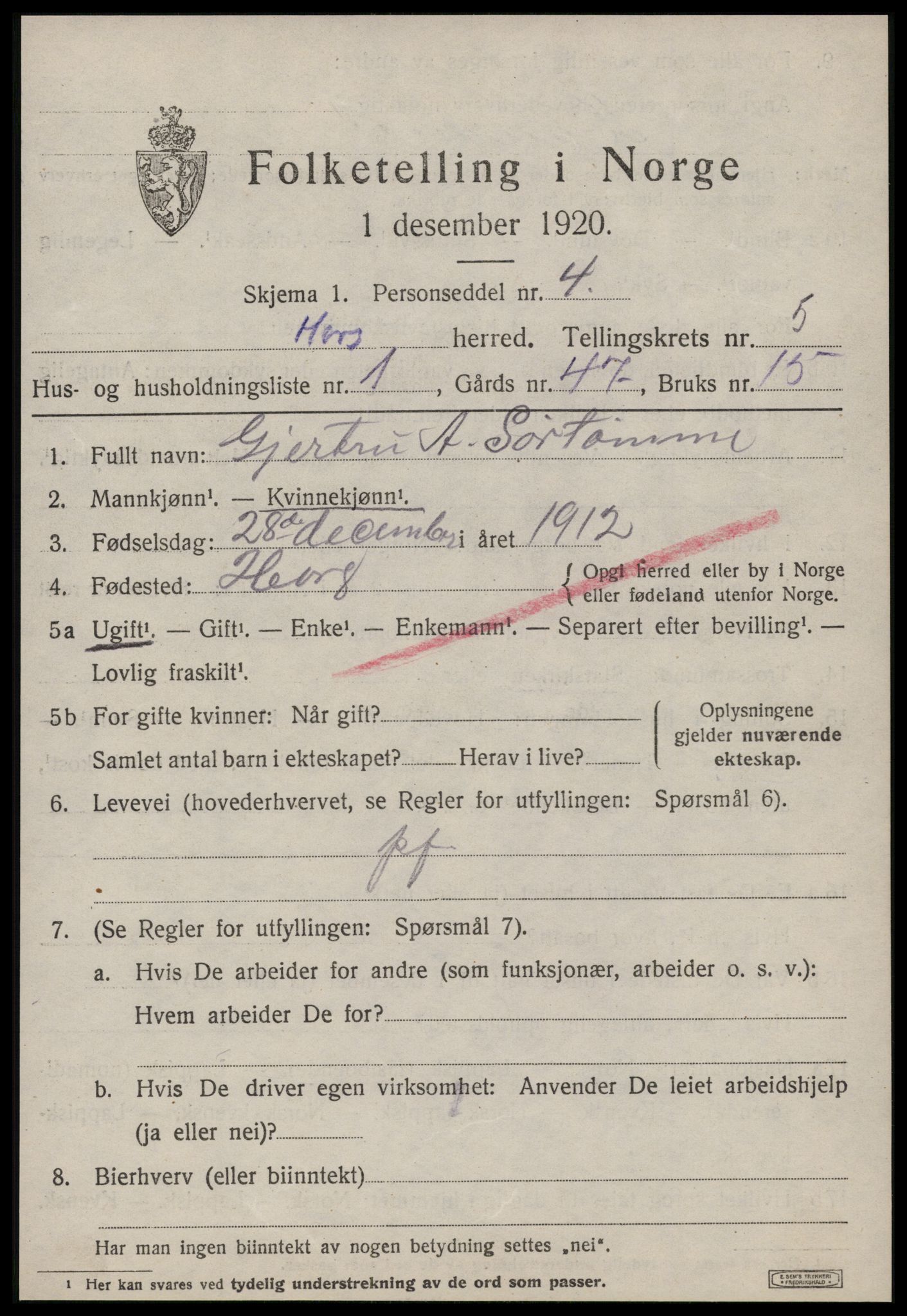 SAT, 1920 census for Horg, 1920, p. 3588