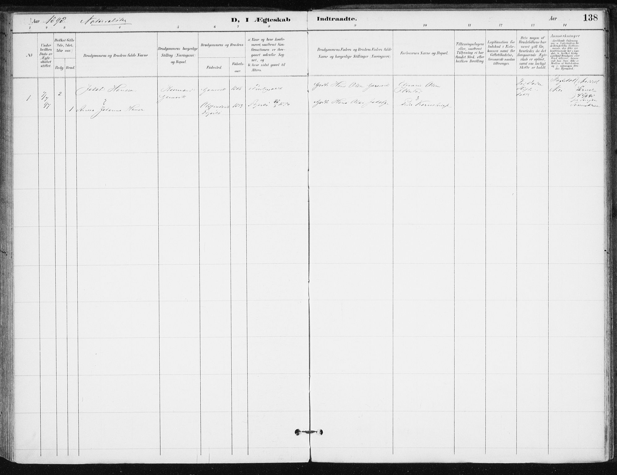 Salangen sokneprestembete, SATØ/S-1324/H/Ha/L0001kirke: Parish register (official) no. 1, 1893-1911, p. 138