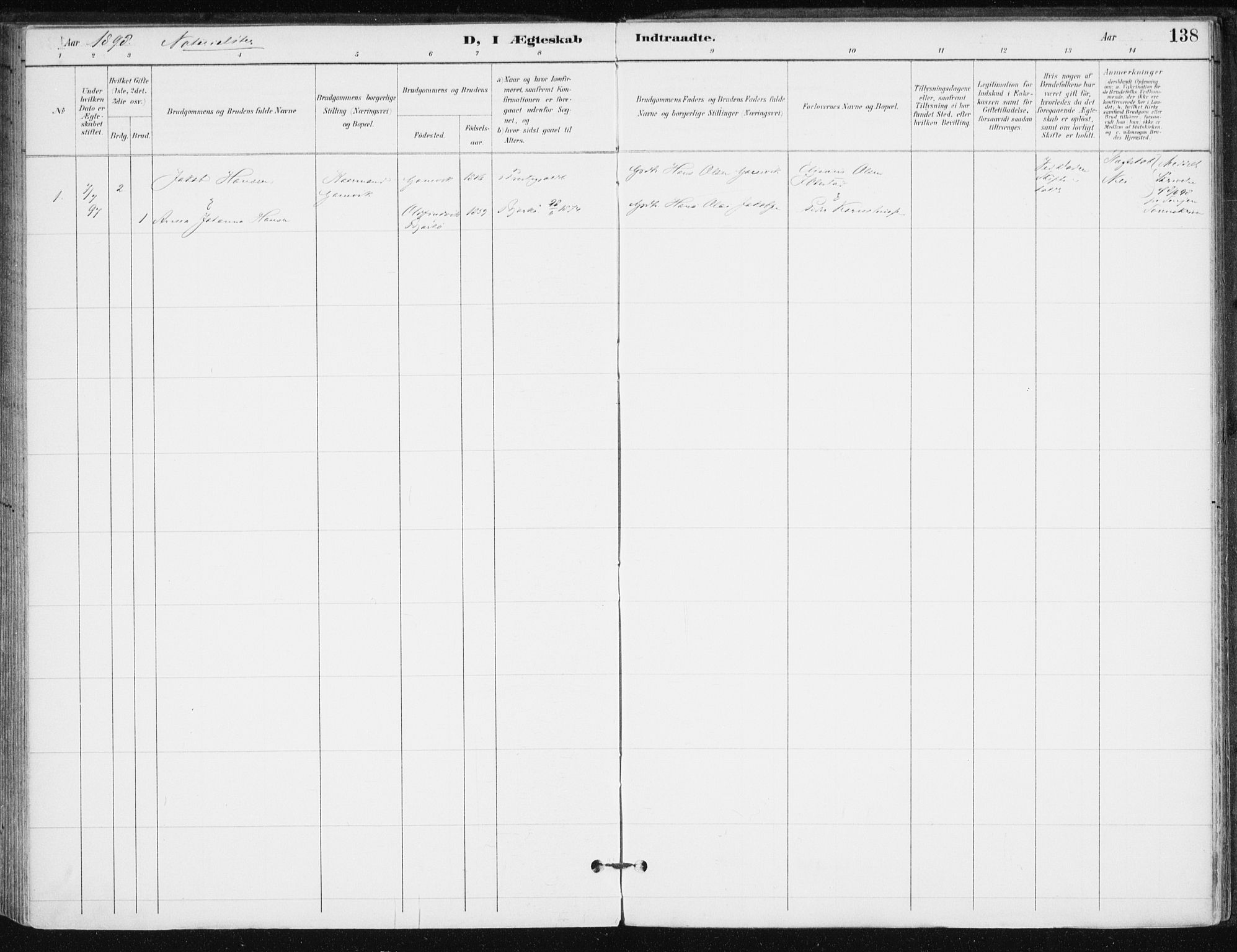 Salangen sokneprestembete, AV/SATØ-S-1324/H/Ha/L0001kirke: Parish register (official) no. 1, 1893-1911, p. 138