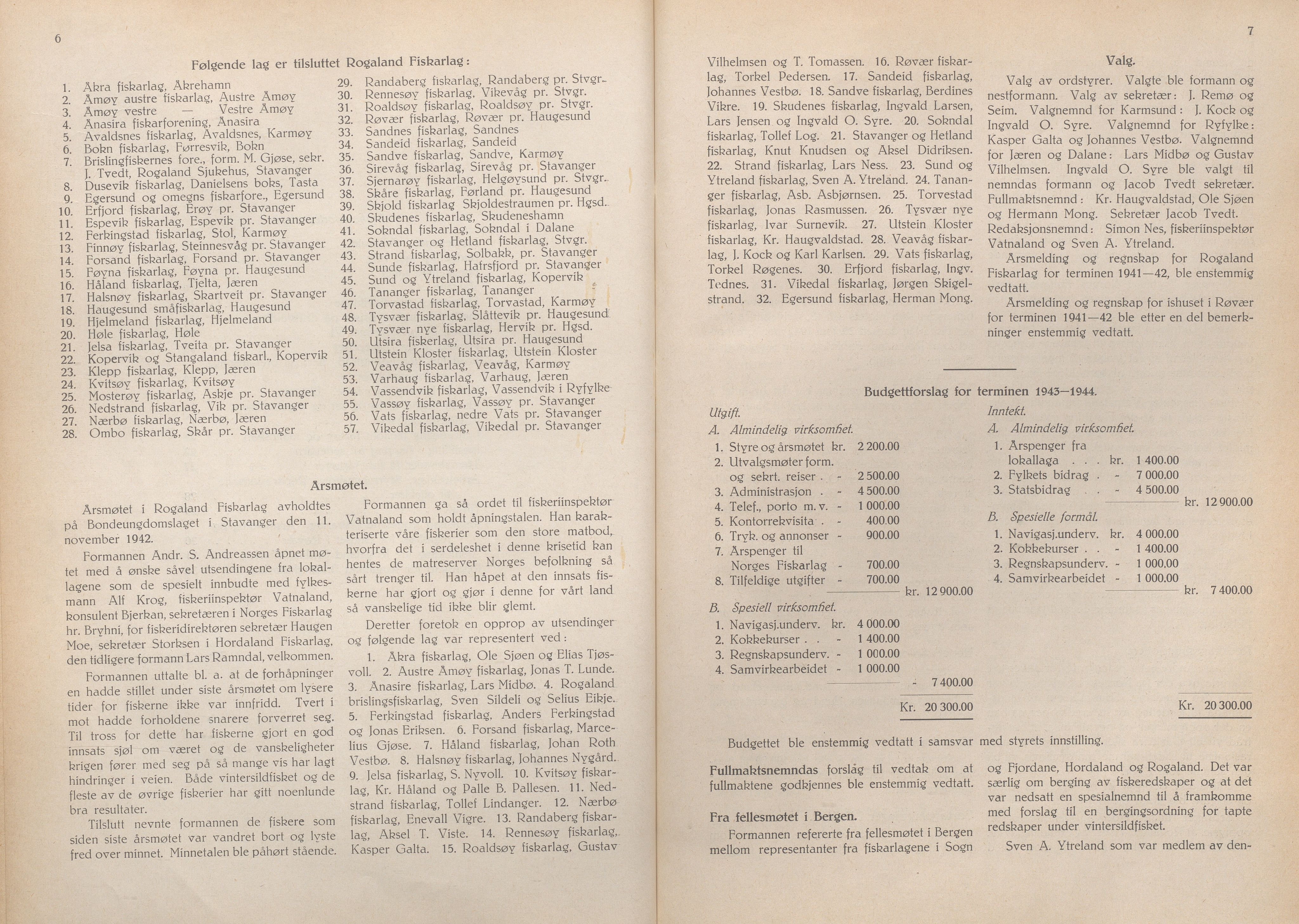 Rogaland fylkeskommune - Fylkesrådmannen , IKAR/A-900/A/Aa/Aaa/L0062: Møtebok , 1943, p. 6-7