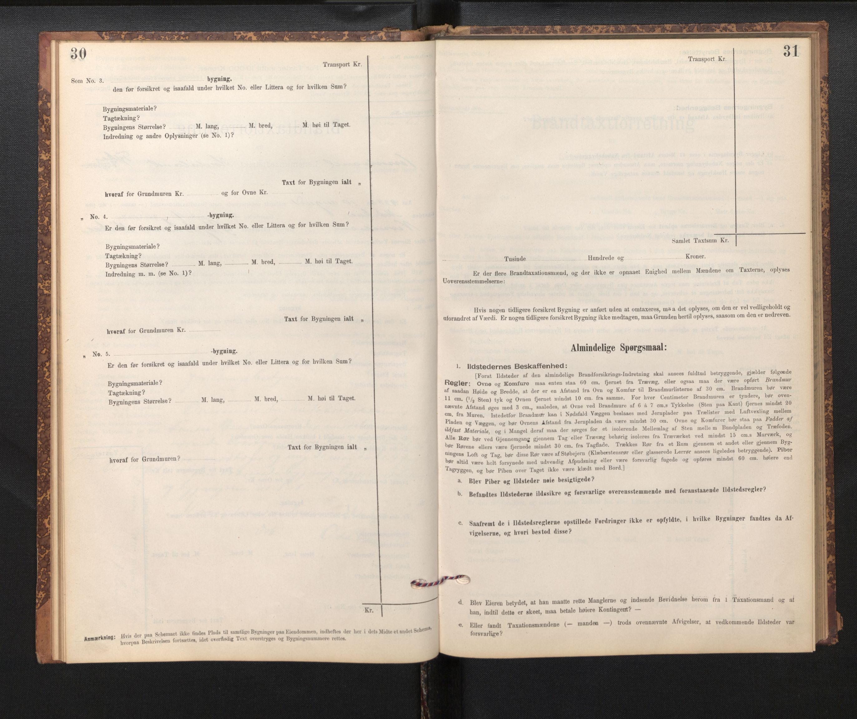 Lensmannen i Vossestrand, SAB/A-35901/0012/L0001b: Branntakstprotokoll, skjematakst, 1895-1928, p. 30-31