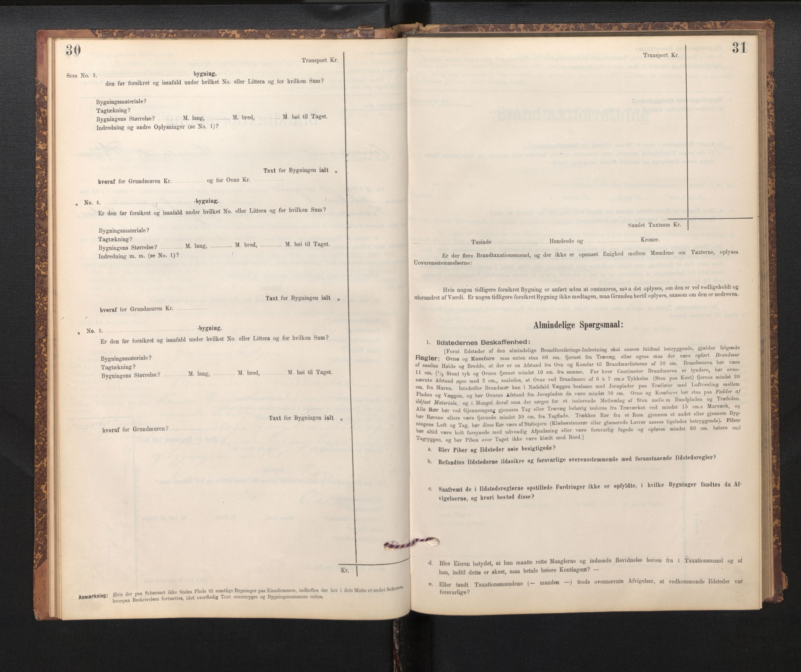 Lensmannen i Vossestrand, AV/SAB-A-35901/0012/L0001b: Branntakstprotokoll, skjematakst, 1895-1928, p. 30-31