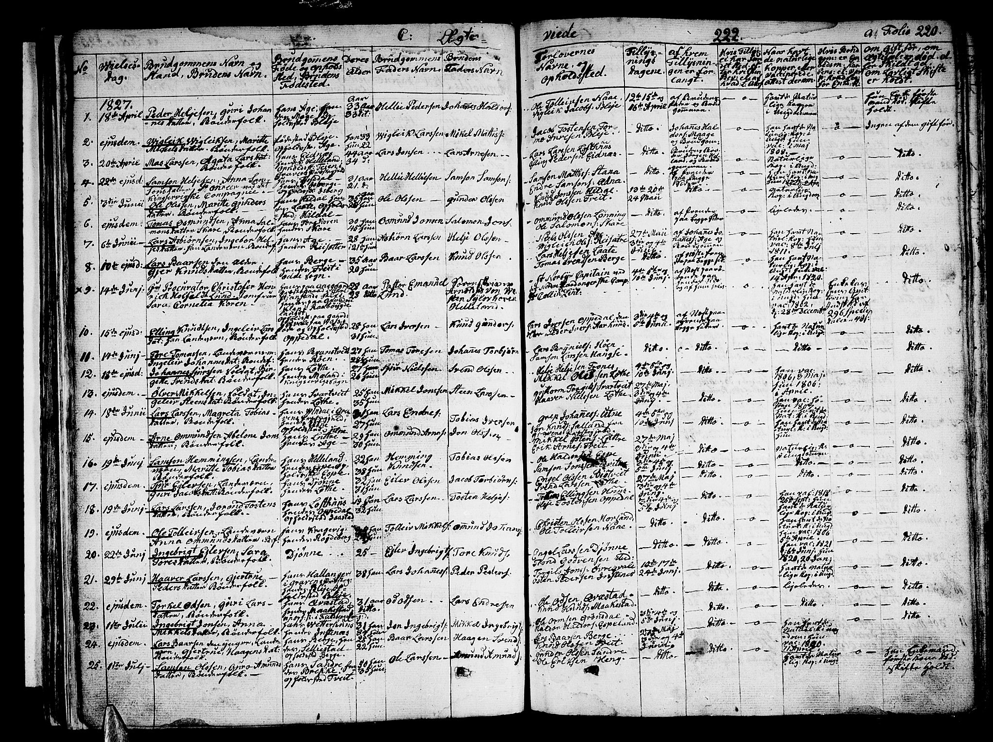 Ullensvang sokneprestembete, SAB/A-78701/H/Haa: Parish register (official) no. A 10, 1825-1853, p. 222