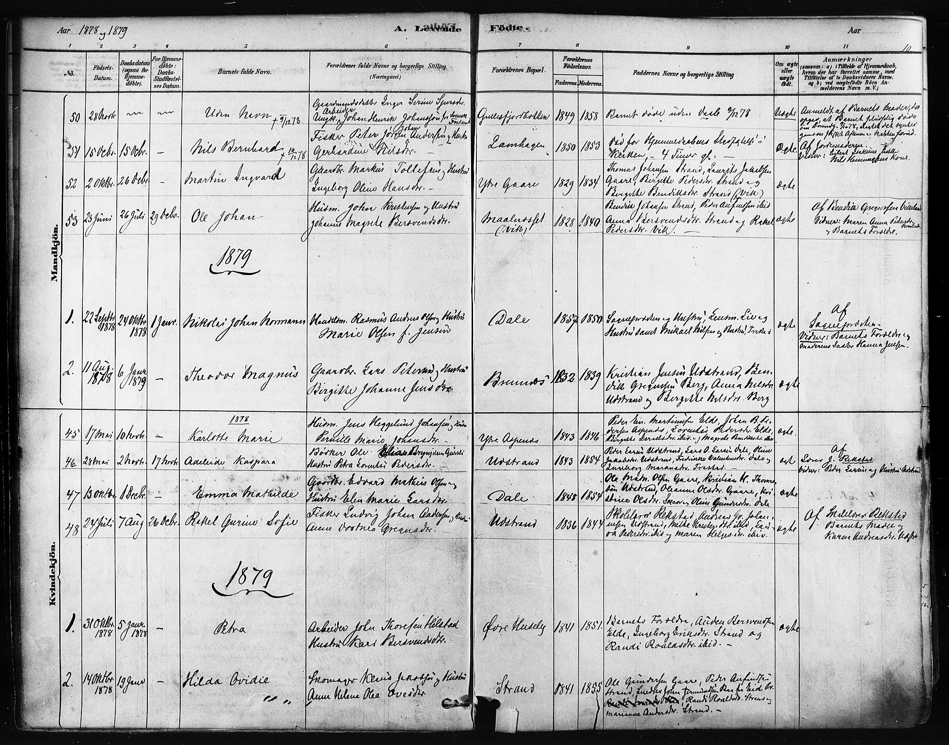 Kvæfjord sokneprestkontor, AV/SATØ-S-1323/G/Ga/Gaa/L0005kirke: Parish register (official) no. 5, 1878-1894, p. 10