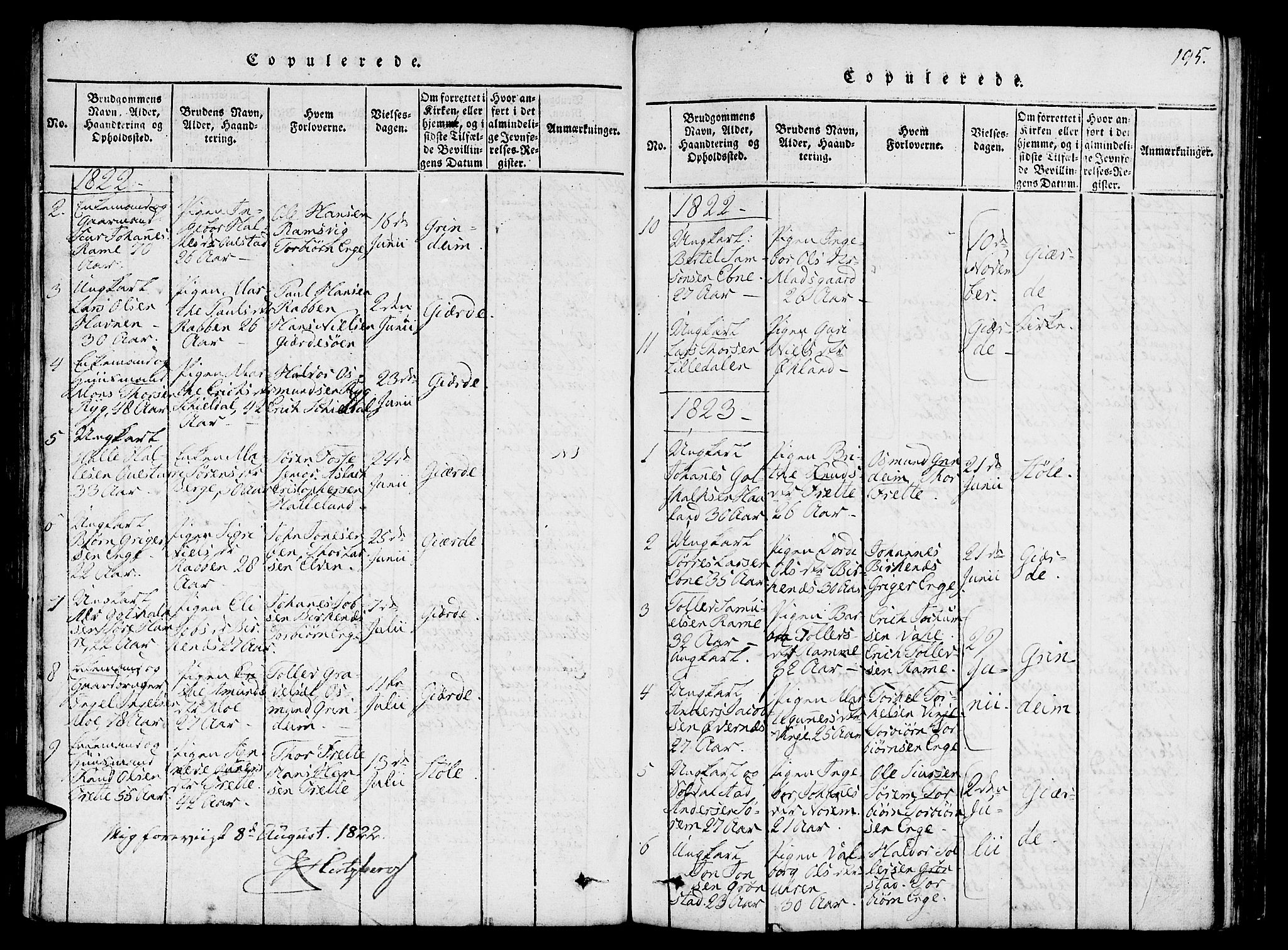 Etne sokneprestembete, SAB/A-75001/H/Haa: Parish register (official) no. A 6, 1815-1831, p. 195