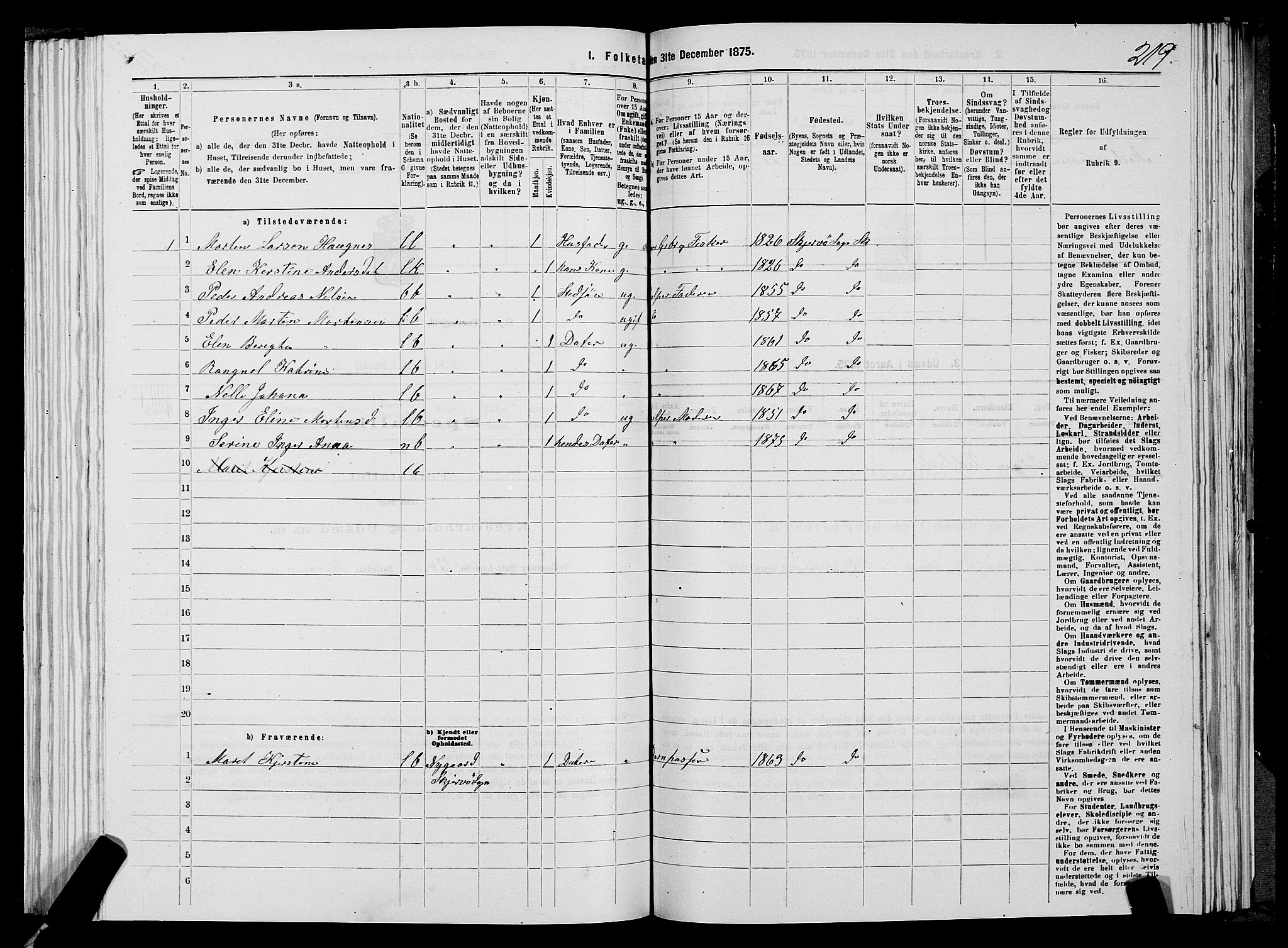 SATØ, 1875 census for 1941P Skjervøy, 1875, p. 6219