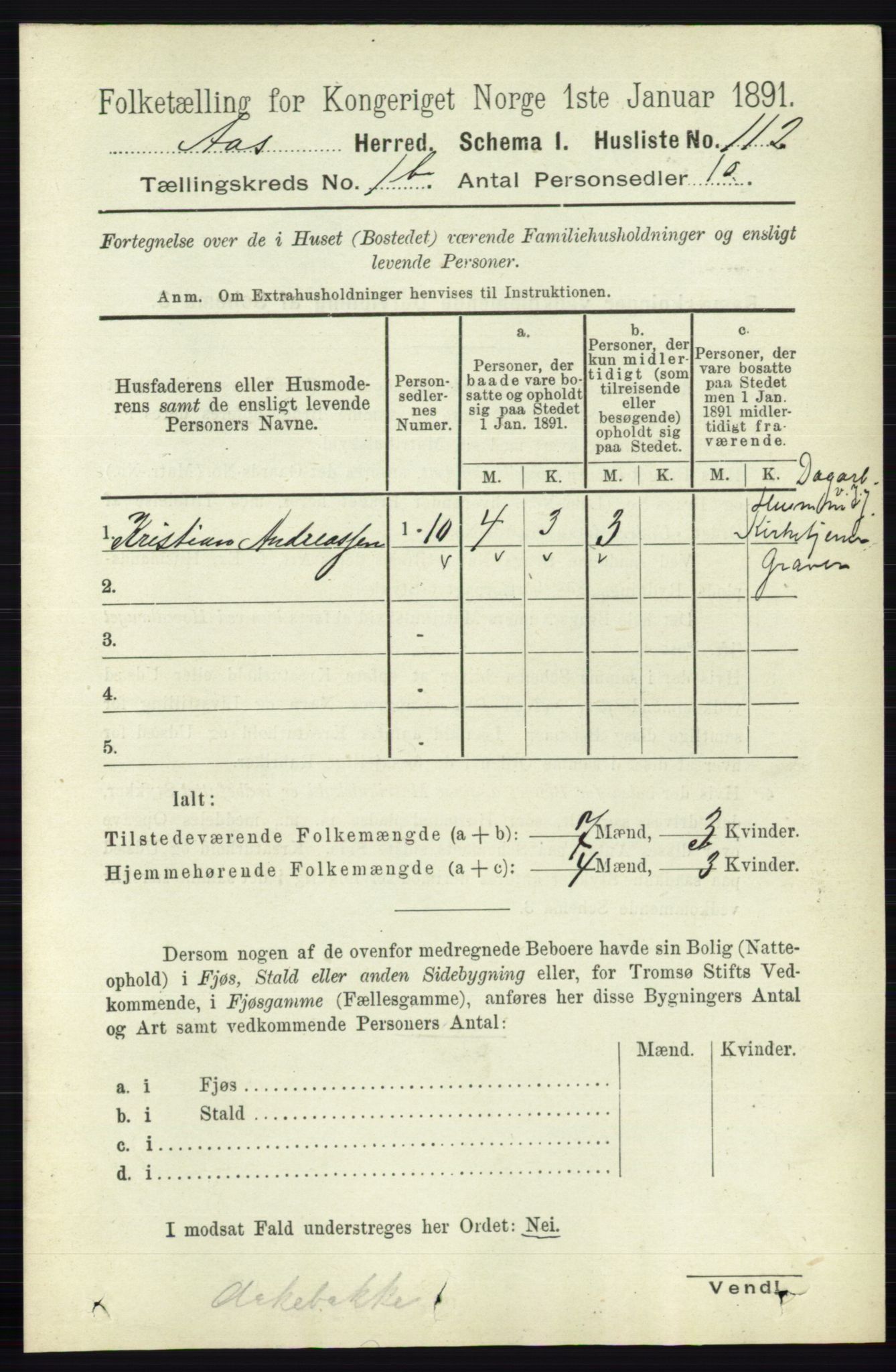 RA, 1891 census for 0214 Ås, 1891, p. 734