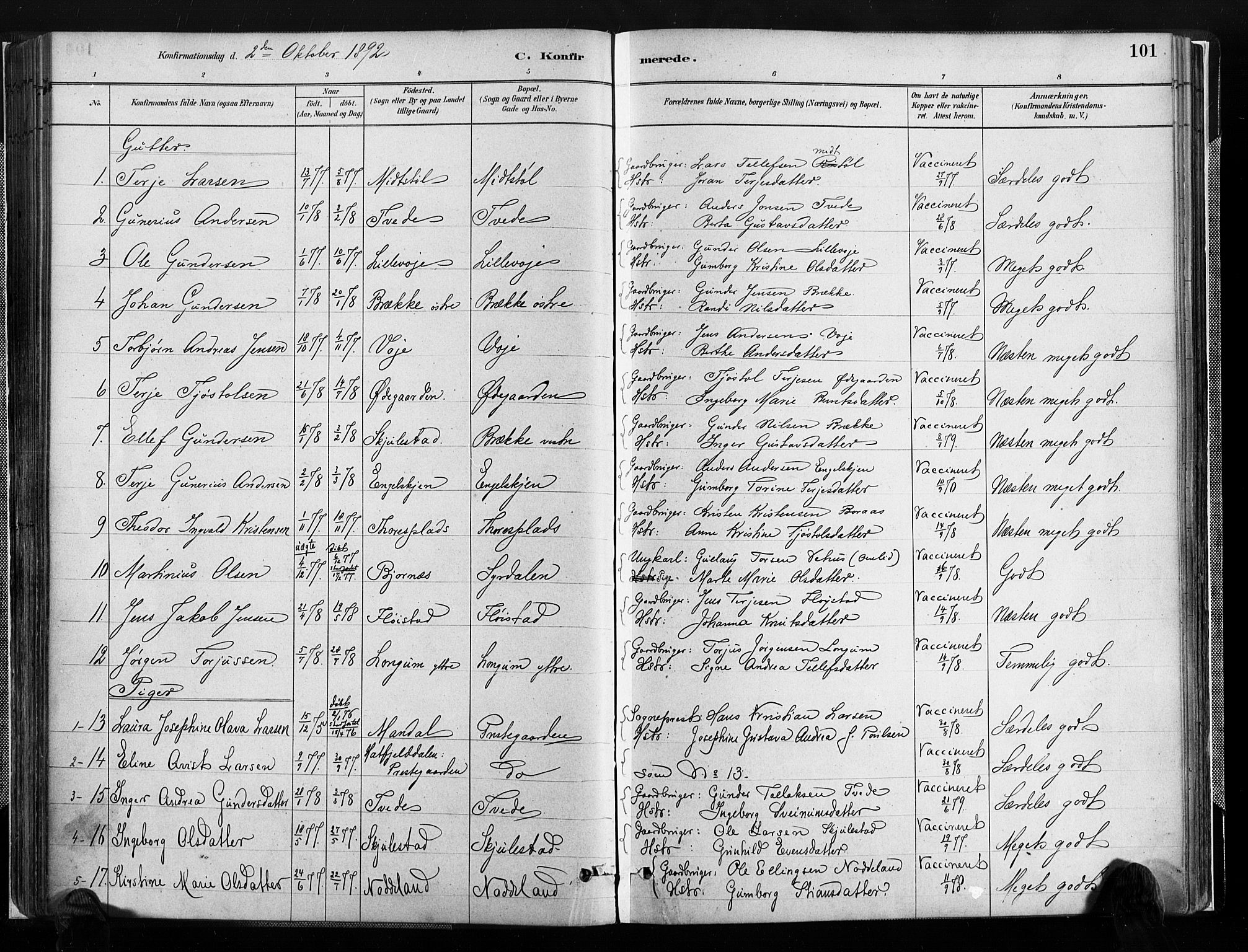 Austre Moland sokneprestkontor, SAK/1111-0001/F/Fa/Faa/L0010: Parish register (official) no. A 10, 1880-1904, p. 101
