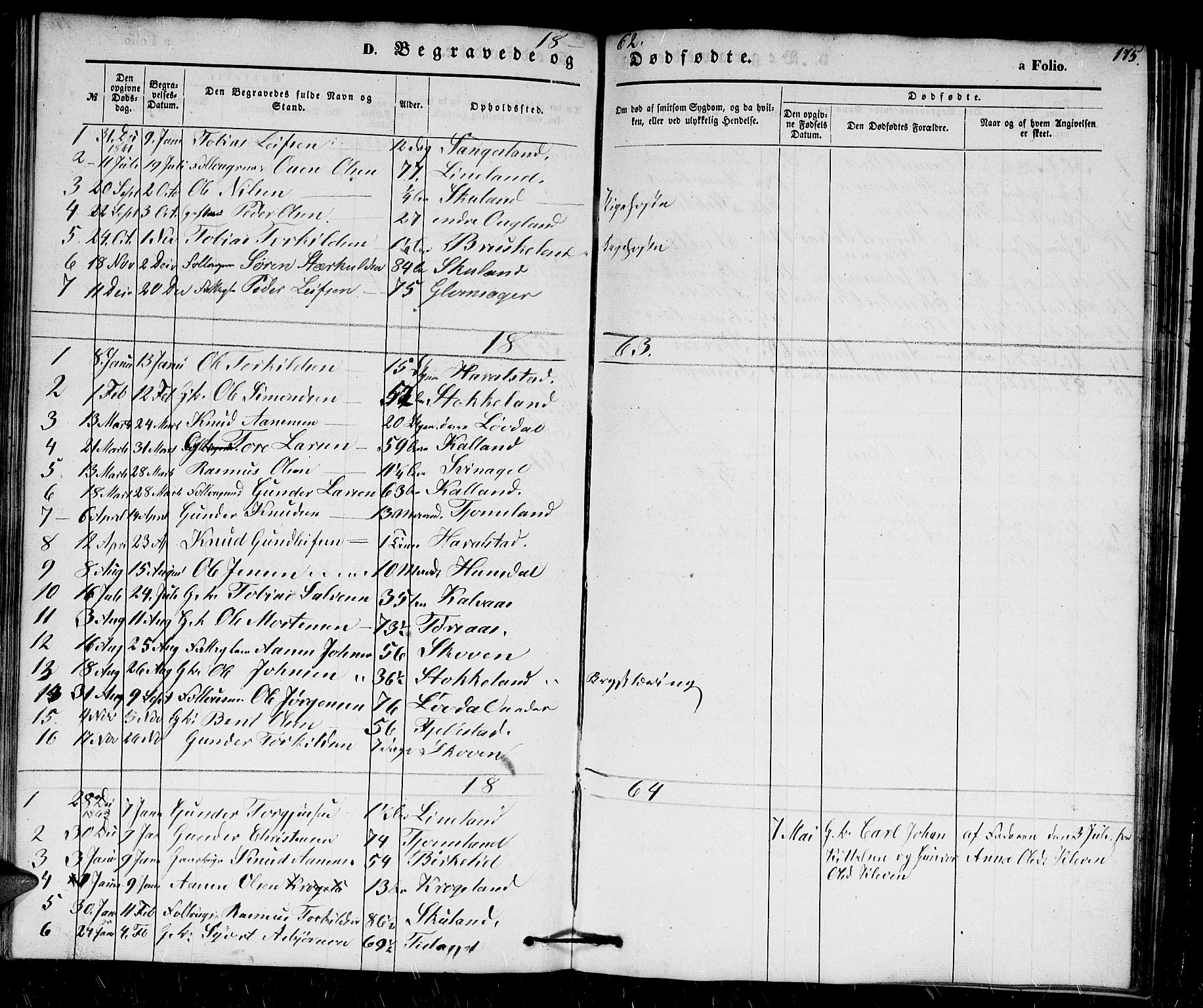 Holum sokneprestkontor, SAK/1111-0022/F/Fb/Fbb/L0002: Parish register (copy) no. B 2, 1847-1874, p. 175