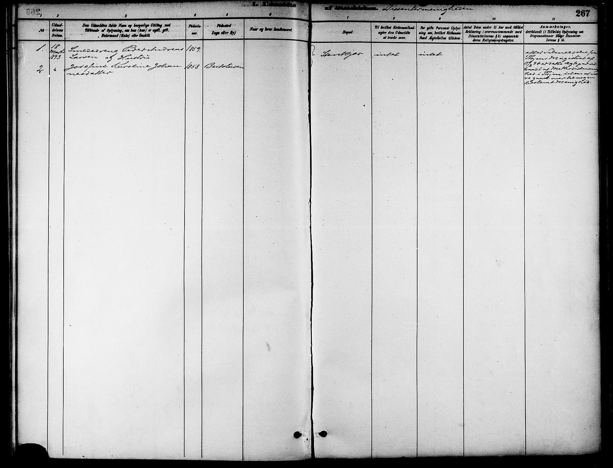 Ministerialprotokoller, klokkerbøker og fødselsregistre - Nord-Trøndelag, SAT/A-1458/739/L0371: Parish register (official) no. 739A03, 1881-1895, p. 267