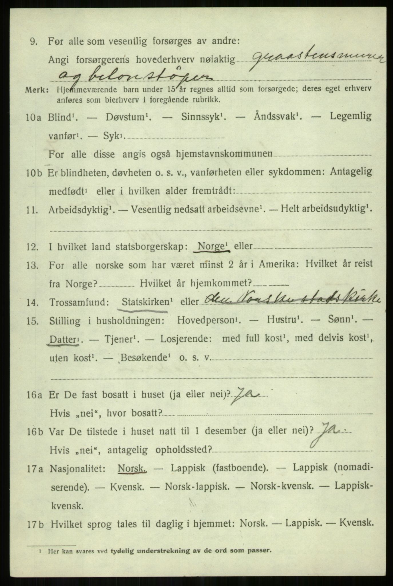 SATØ, 1920 census for Salangen, 1920, p. 4603