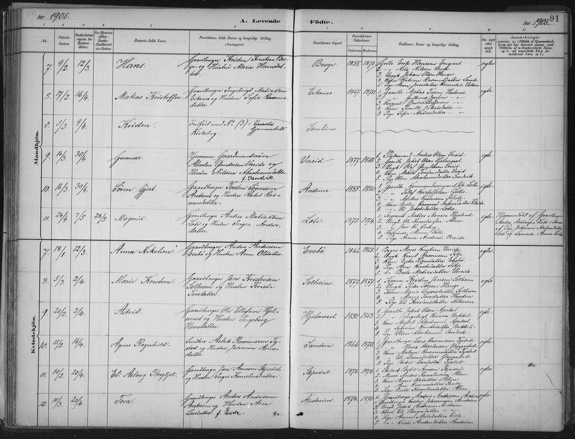 Gloppen sokneprestembete, AV/SAB-A-80101/H/Haa/Haab/L0001: Parish register (official) no. B  1, 1885-1905, p. 91