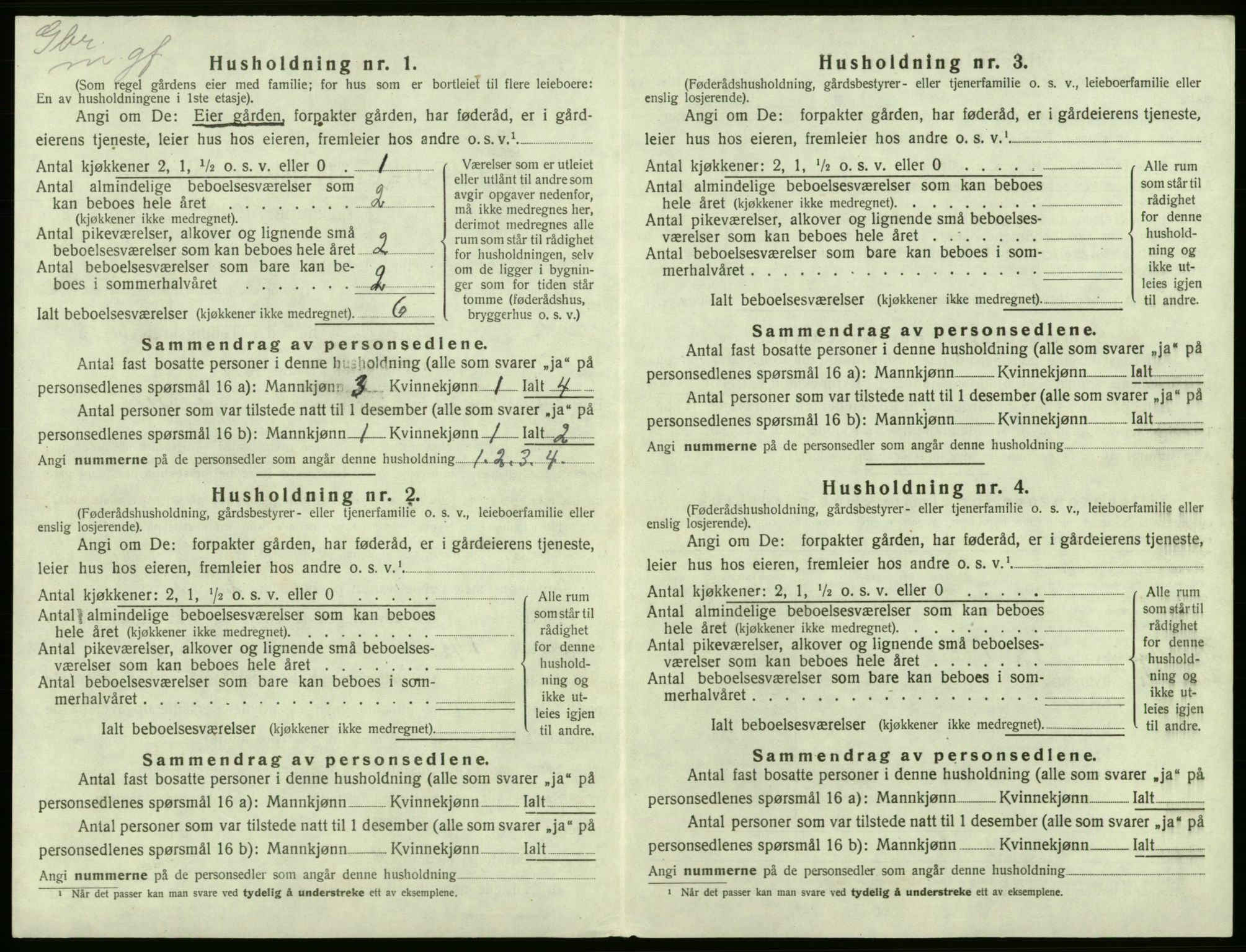 SAB, 1920 census for Kvam, 1920, p. 1408