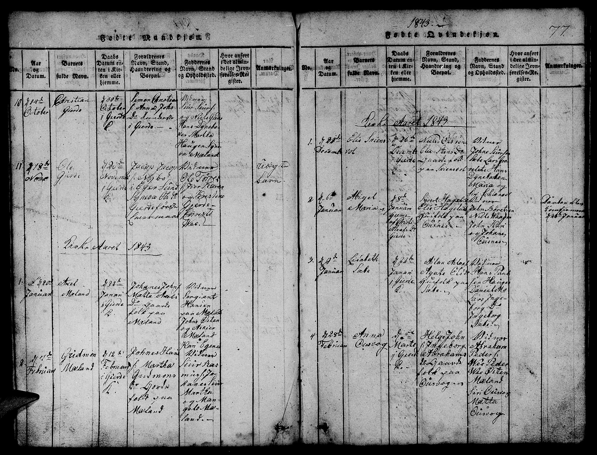 Etne sokneprestembete, SAB/A-75001/H/Hab: Parish register (copy) no. B 1, 1815-1850, p. 77