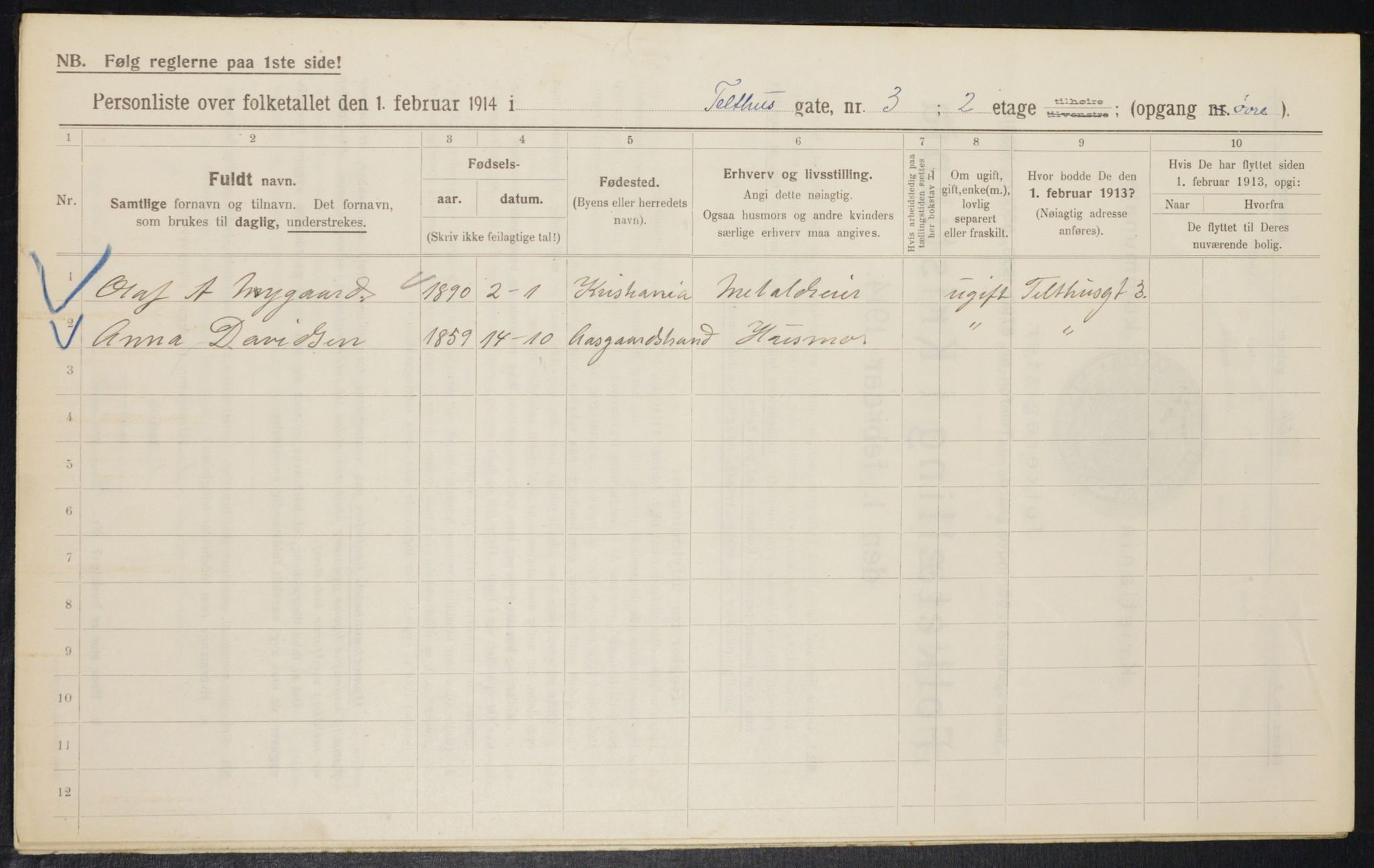 OBA, Municipal Census 1914 for Kristiania, 1914, p. 108429