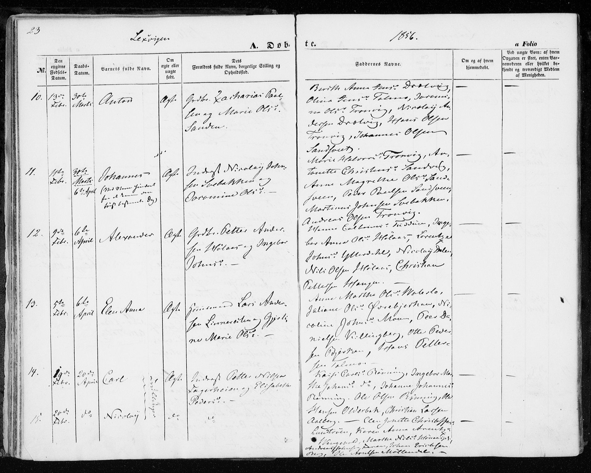 Ministerialprotokoller, klokkerbøker og fødselsregistre - Nord-Trøndelag, SAT/A-1458/701/L0008: Parish register (official) no. 701A08 /1, 1854-1863, p. 23
