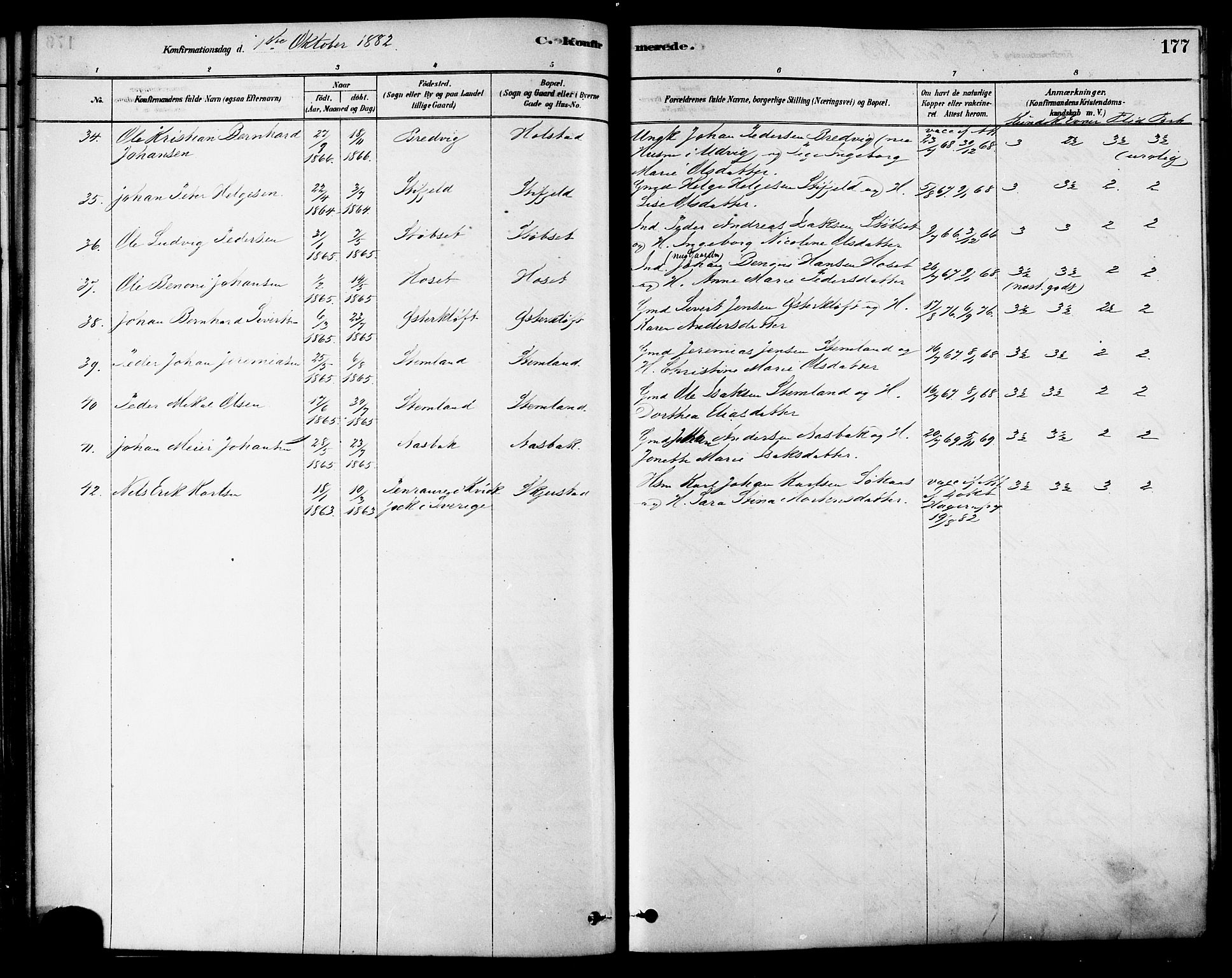 Ministerialprotokoller, klokkerbøker og fødselsregistre - Nordland, SAT/A-1459/852/L0740: Parish register (official) no. 852A10, 1878-1894, p. 177