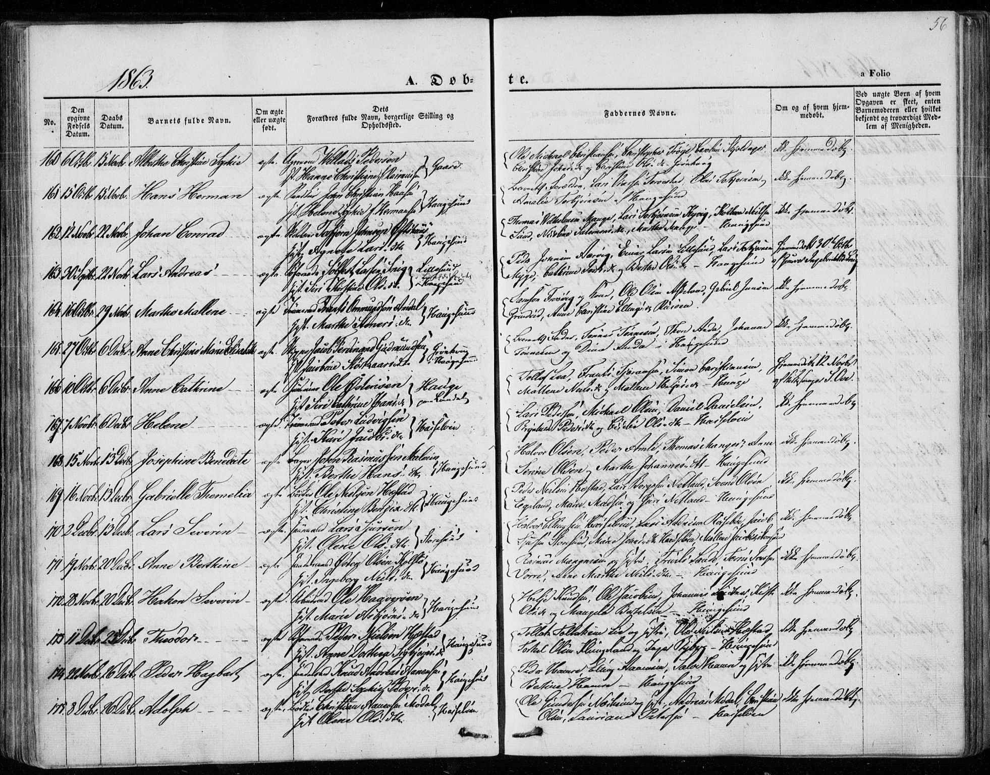 Torvastad sokneprestkontor, AV/SAST-A -101857/H/Ha/Haa/L0011: Parish register (official) no. A 11, 1857-1866, p. 56