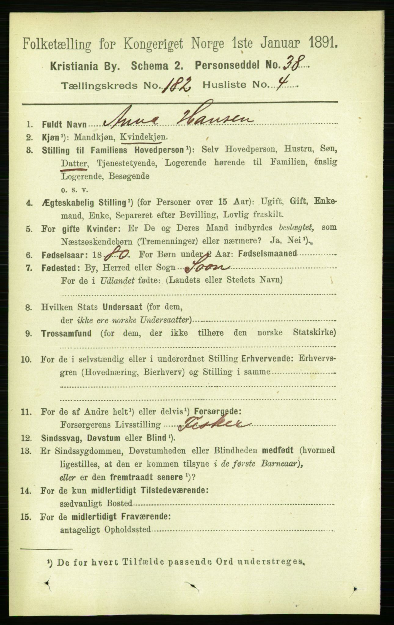 RA, 1891 census for 0301 Kristiania, 1891, p. 108907