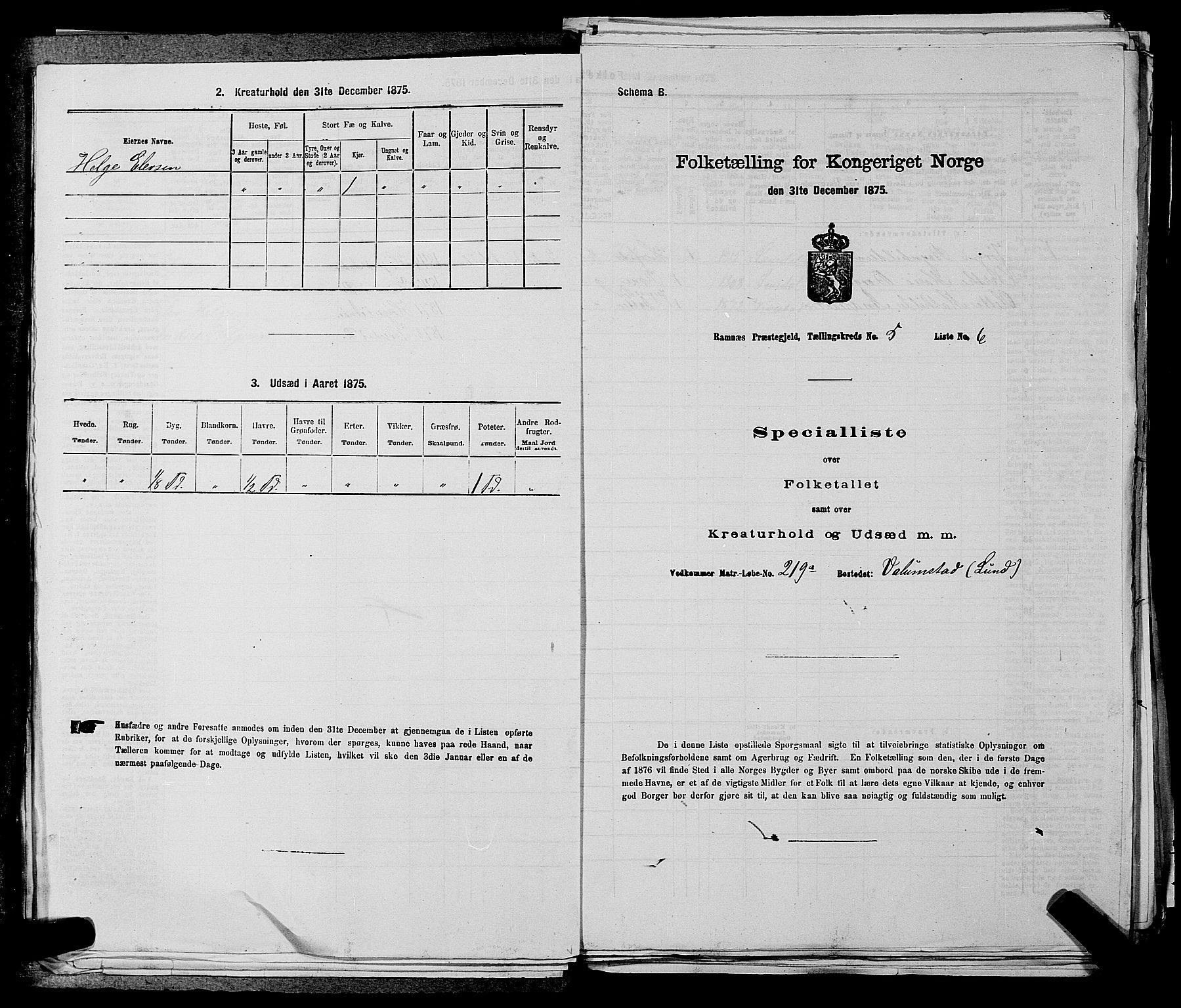 SAKO, 1875 census for 0718P Ramnes, 1875, p. 740