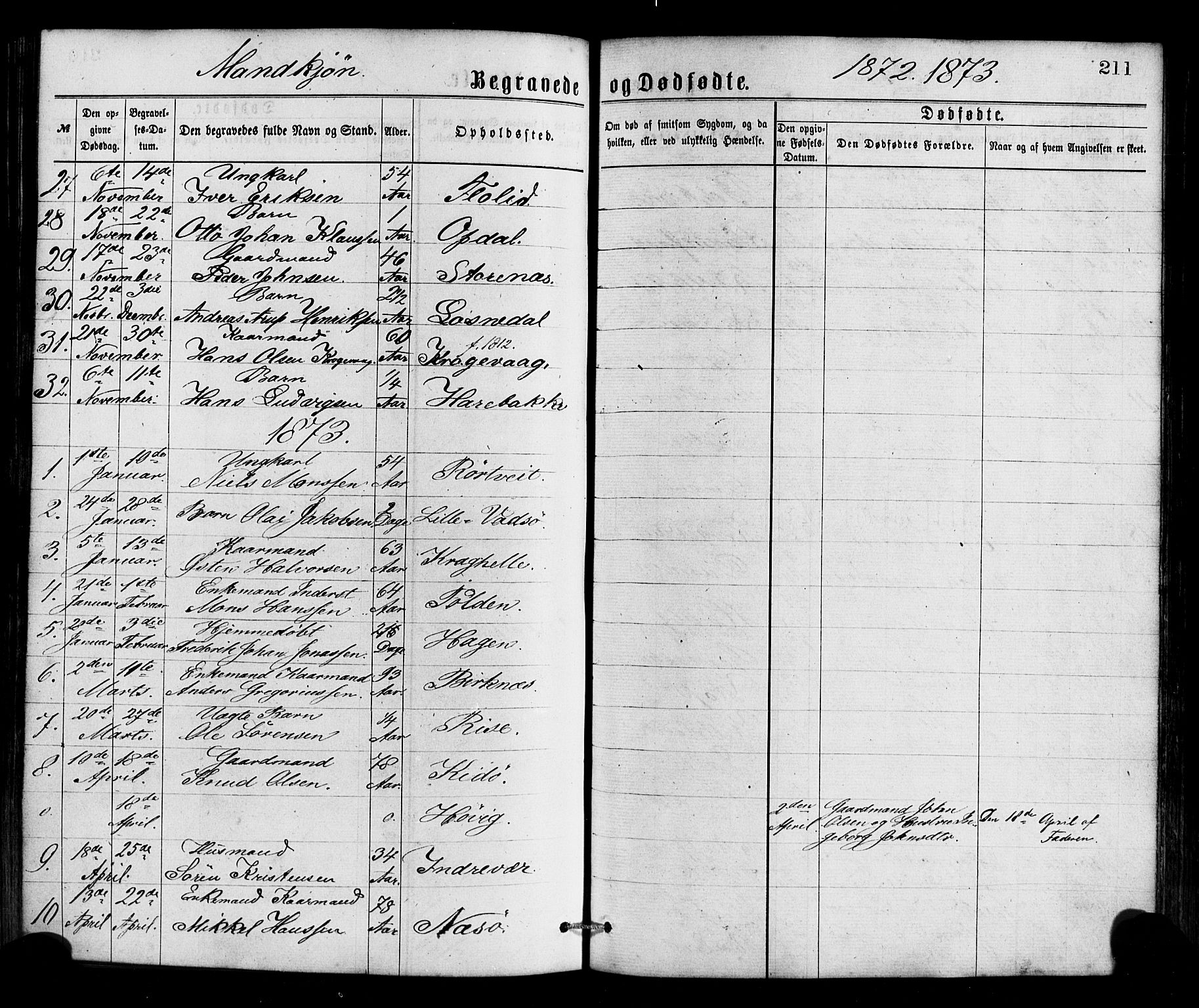 Gulen sokneprestembete, AV/SAB-A-80201/H/Haa/Haaa/L0023: Parish register (official) no. A 23, 1870-1880, p. 211