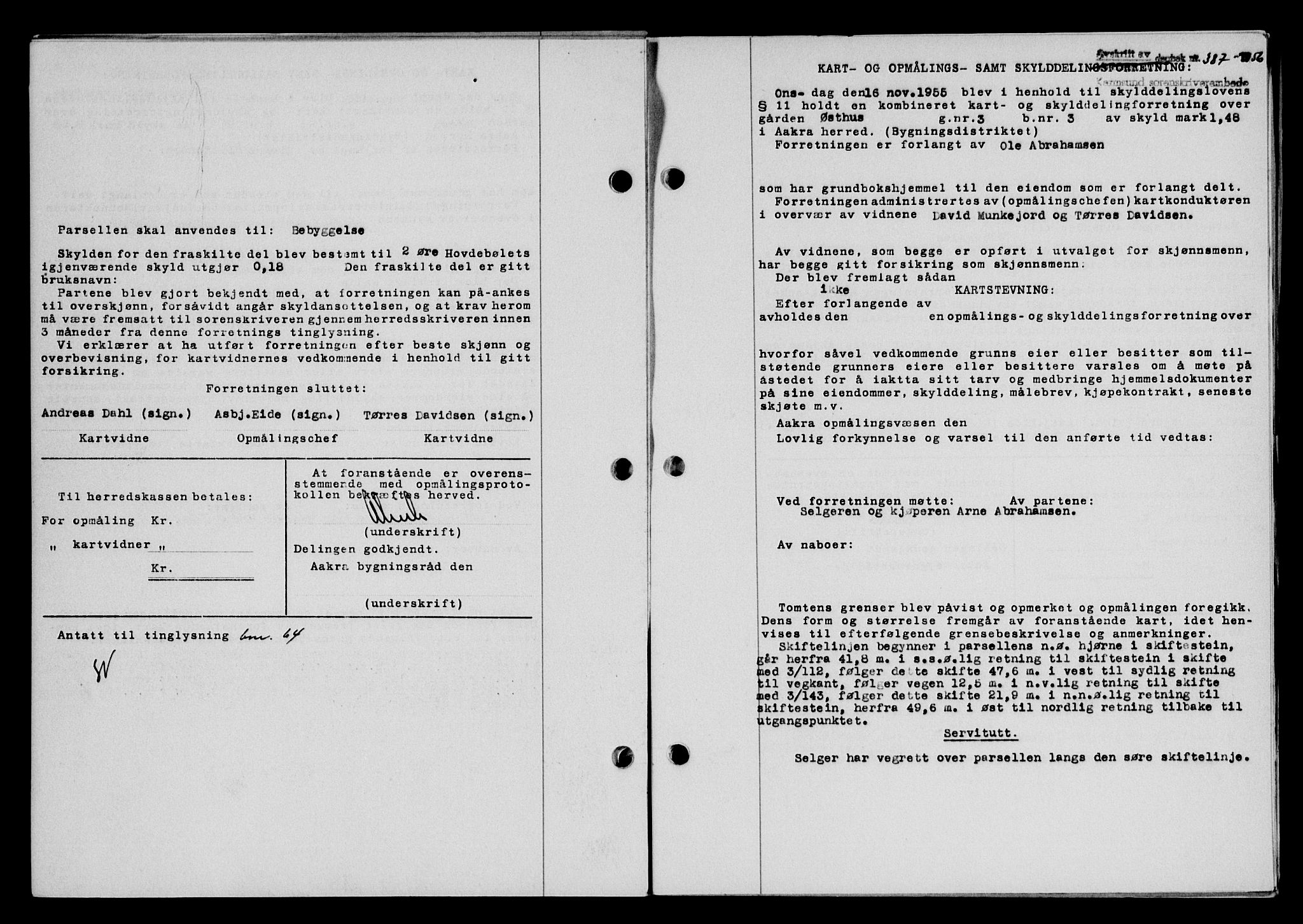 Karmsund sorenskriveri, SAST/A-100311/01/II/IIB/L0118: Mortgage book no. 98A, 1955-1956, Diary no: : 387/1956